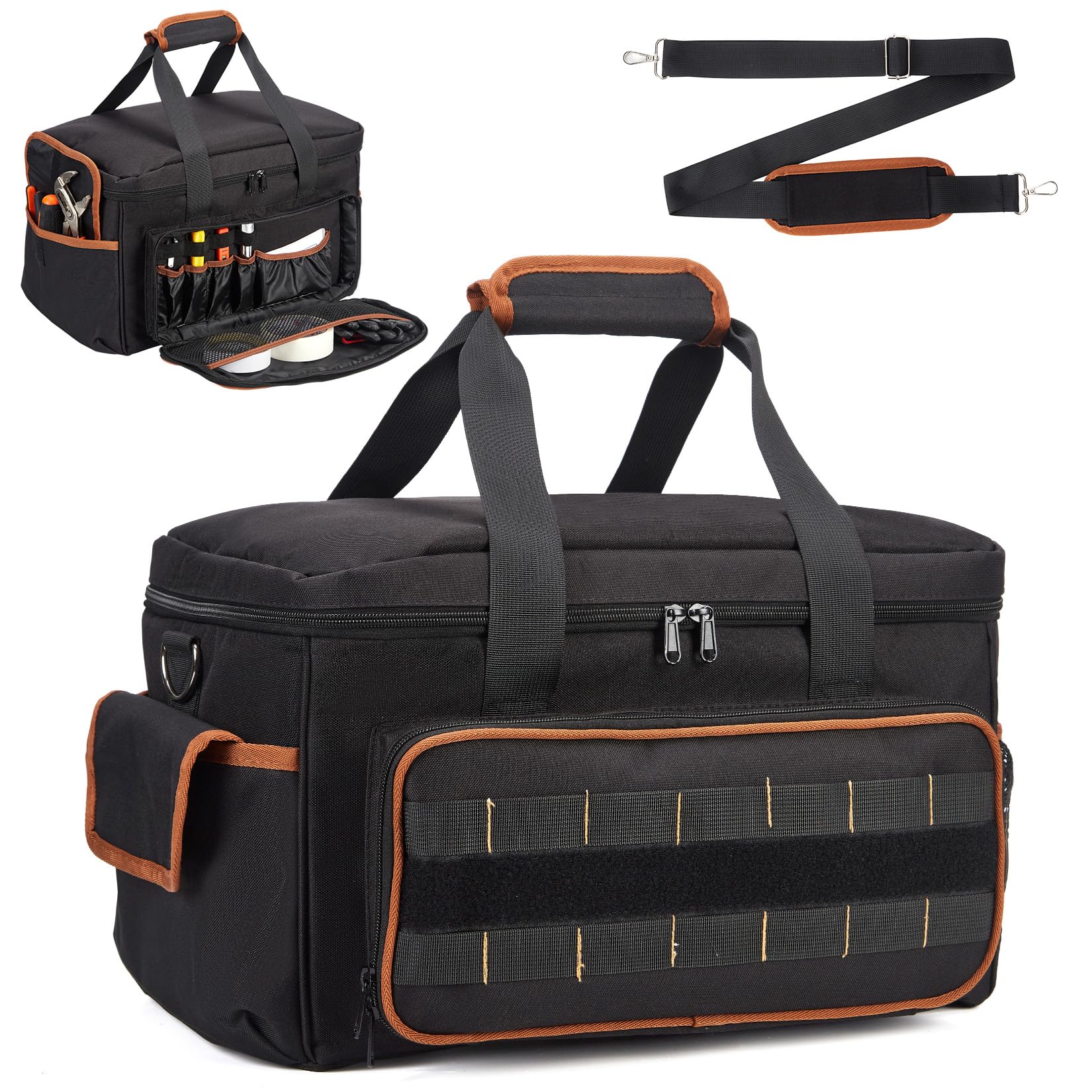 Garvee 17 Inch Tool Bag with Multiple Pockets Oxford Fabric Wide Mouth Tote with Adjustable Strap for Electricians Mechanics