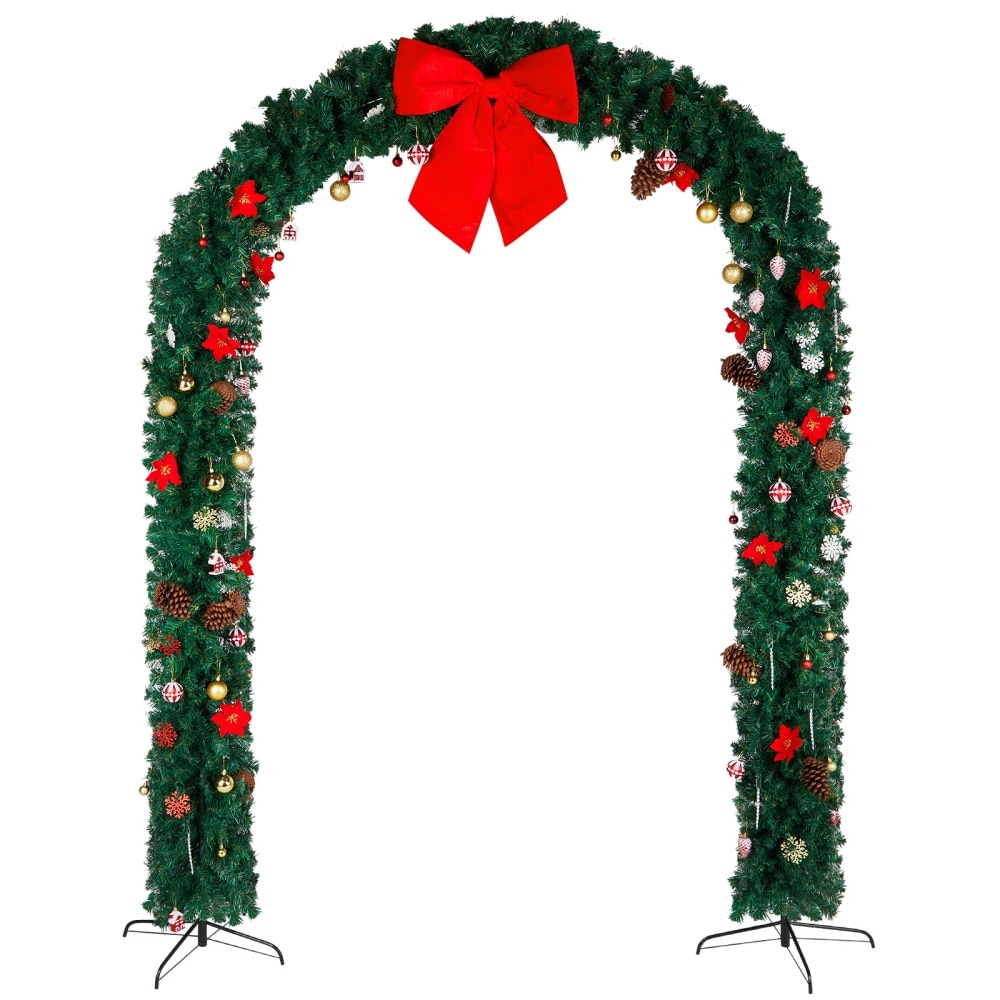 Upsimples 70976110-SYHJQ001 PVC Christmas Arch Decoration 1860 Branches Steel Brackets for Stability Realistic Green Design Reusable for Christmas Wedding Party