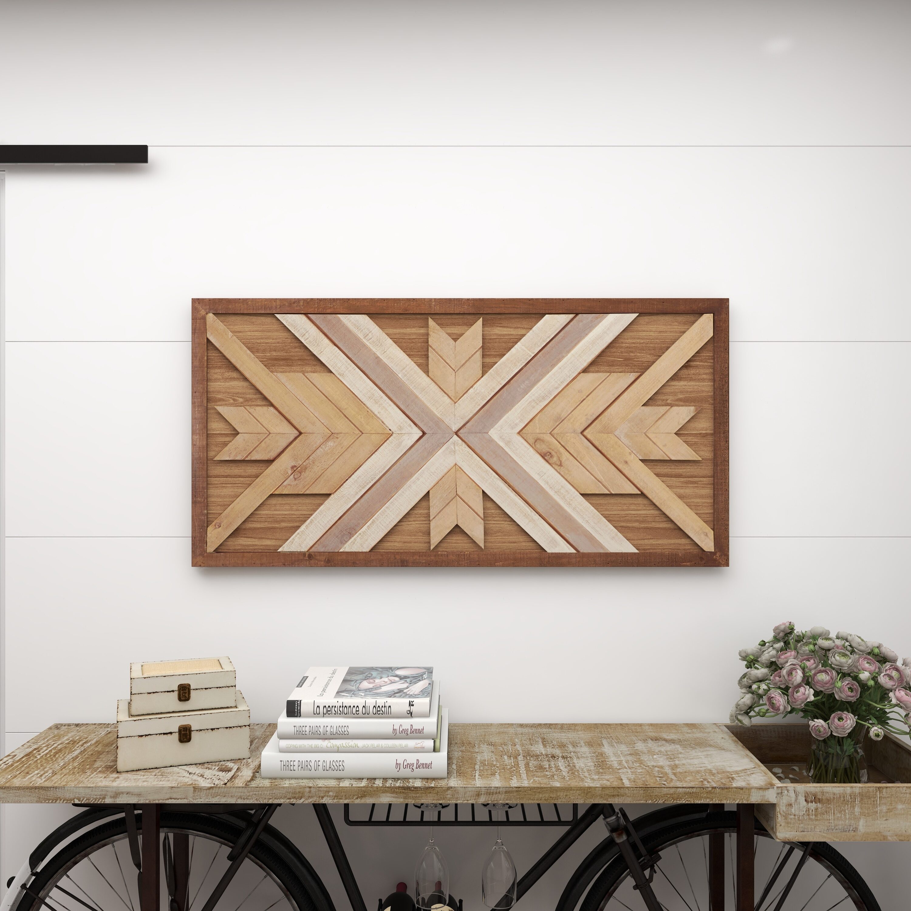 Grayson Lane 95297 1.75-Inches W x 24-Inches H Wood Geometric Handmade Southwestern Abstract Wall sculpture