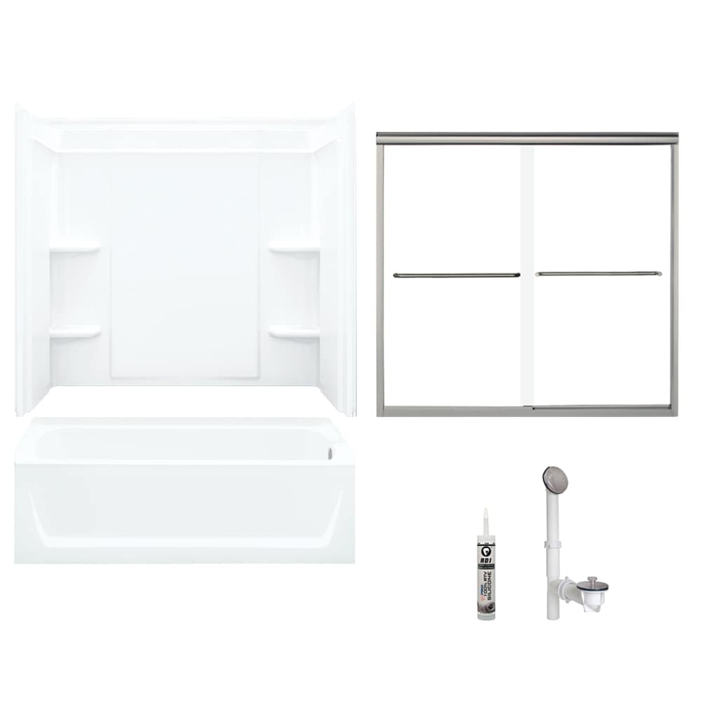 Ensemble 32-in x 60-in x 73-in White 5-Piece Bathtub and Shower Combination Kit (Right Drain) Drain Included | - Sterling 7132R-5405NC-0