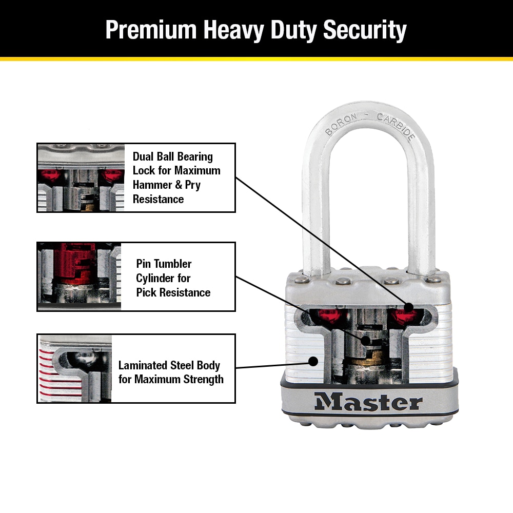 Master Lock Heavy Duty Outdoor Resettable Combination Padlock, 2-in Wide x  1-1/2-in Shackle in the Padlocks department at