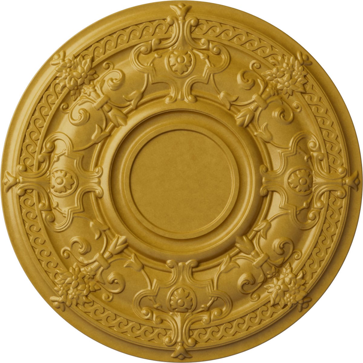 Ekena Millwork CM33DAIGS Dauphine 33.875-in W x 33.875-in L Painted Iridescent Gold Polyurethane Whole Ceiling Medallion