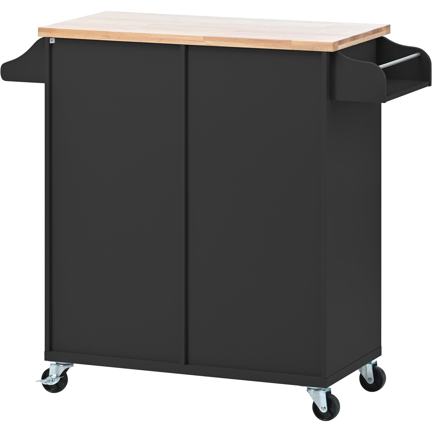 BABOOM Black Mdf Base with Wood Top Rolling Kitchen Cart (15.7-in x 41. ...