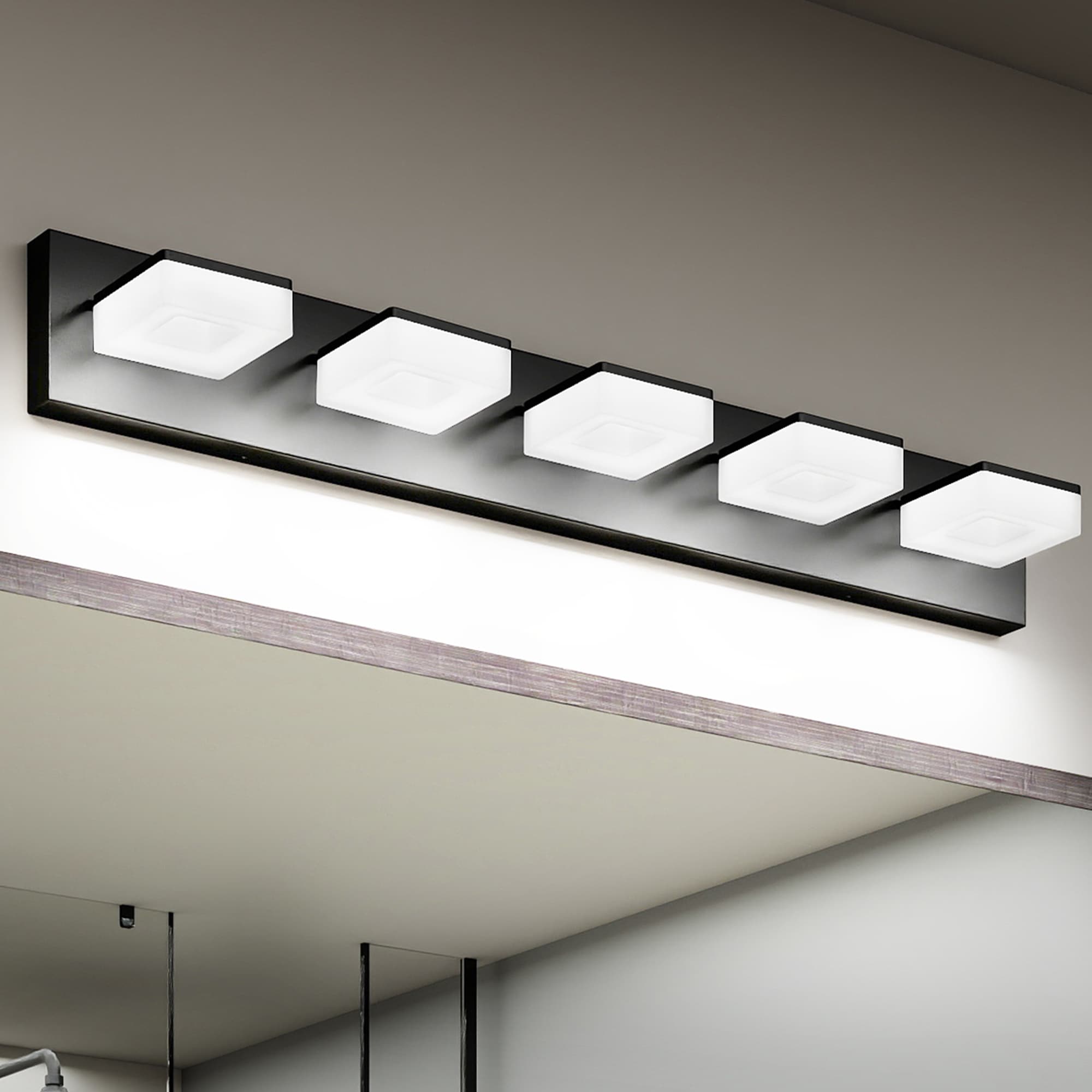 Cuschoice  32-in 5-Modern LED Vanity Light Acrylic Bathroom Wall Fixture Over Mirror Dimmable Metal Design with Sleek Style