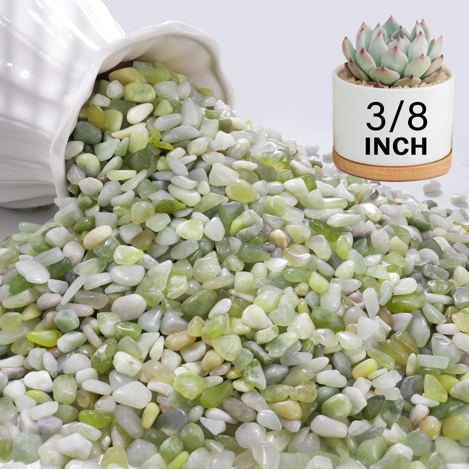 FANTIAN 3 lb Polished Natural River Pebbles 3/8 Inch Pea Gravel Decorative Rocks for Indoor Plants Succulents Vases Landscaping and Bird Baths