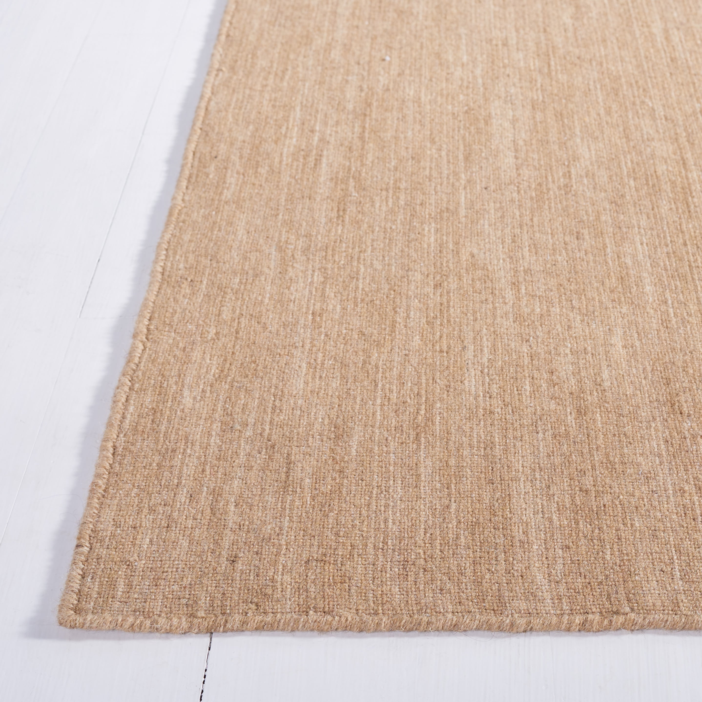 Beige Handmade Wool and Cotton Flat Woven Runner Rug