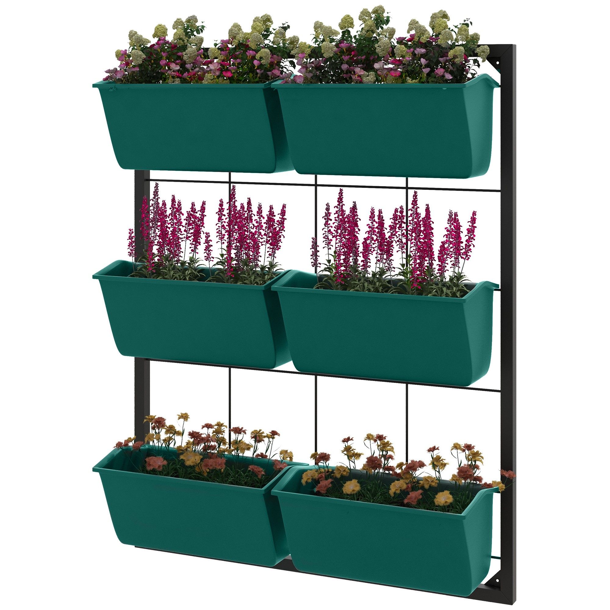Luupatchy - 3 Tier 6 Pocket Vertical Wall Planter Green Wall Mount Hanging Planter with Drainage ...