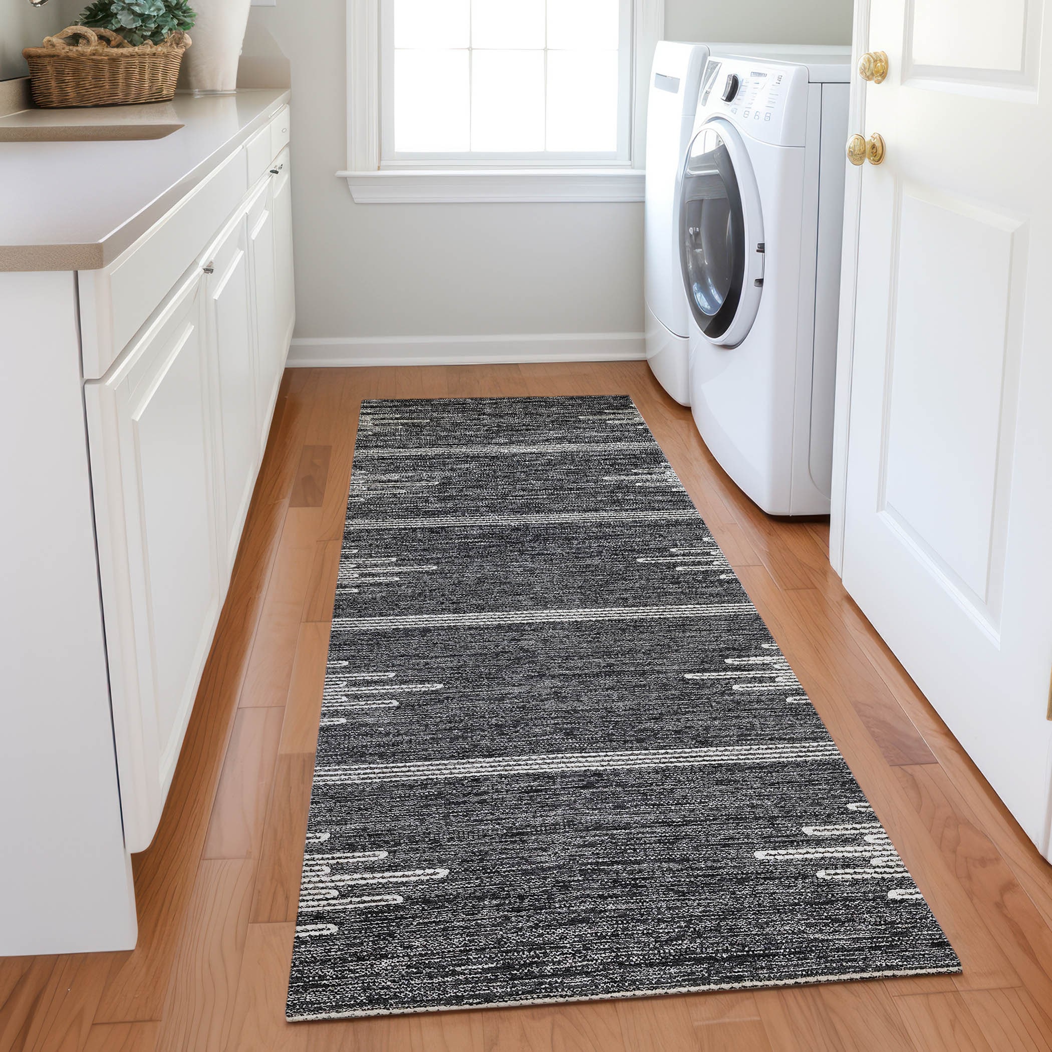 Addison Rugs ACN647CC2X8 Chantille ACN647CC 2 x 7 (ft) Polyester Charcoal Rectangular Indoor/Outdoor Geometric Machine washable Runner rug