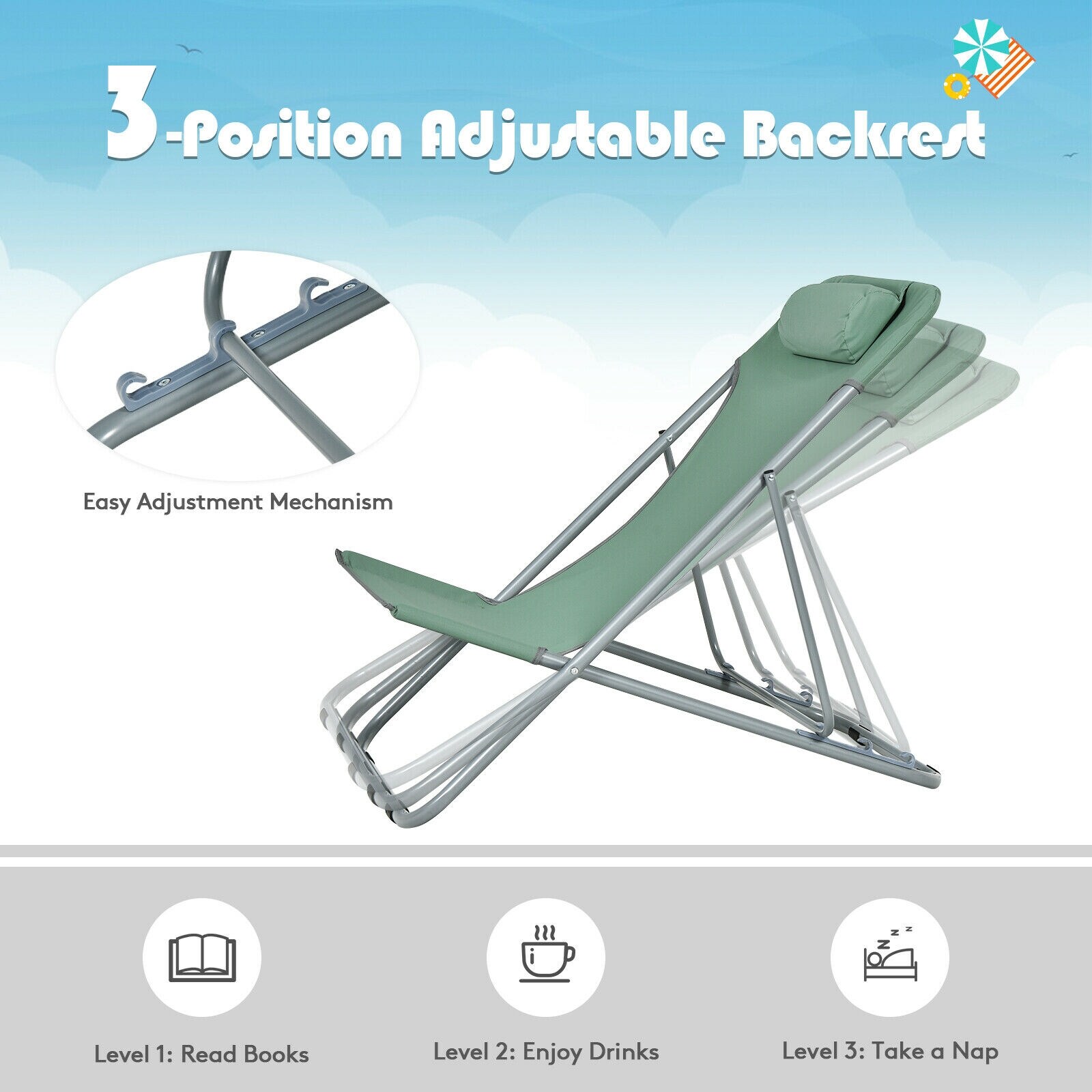 LIVIZA TDJ10013GN-2 Beach-Camping-Chairs - View #5