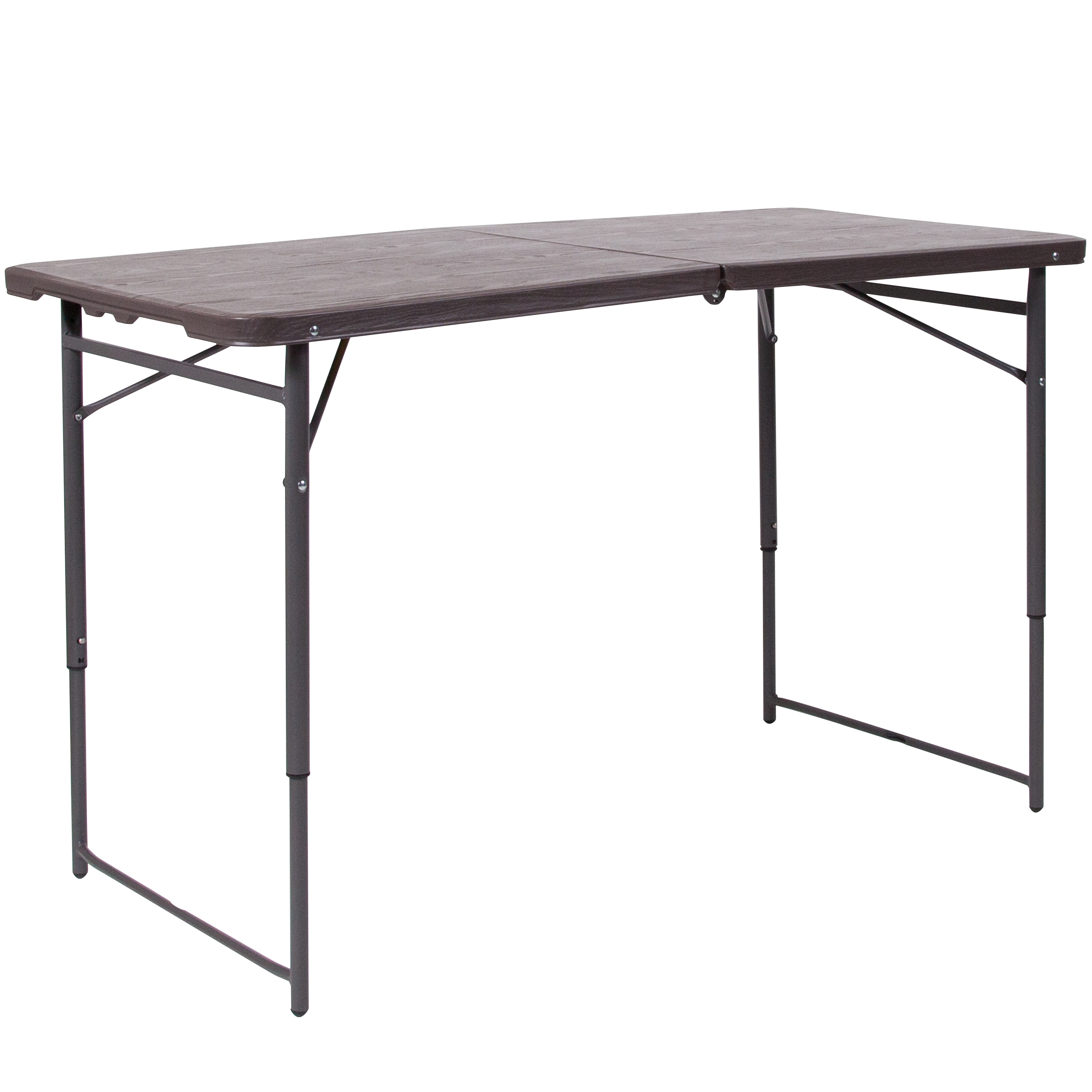 Flash Furniture 889142224921 1.96-Feet x 4.02-Feet Fold-in-Half Indoor Rectangle Plastic Brown Adjustable Height Folding banquet table 4 -Person