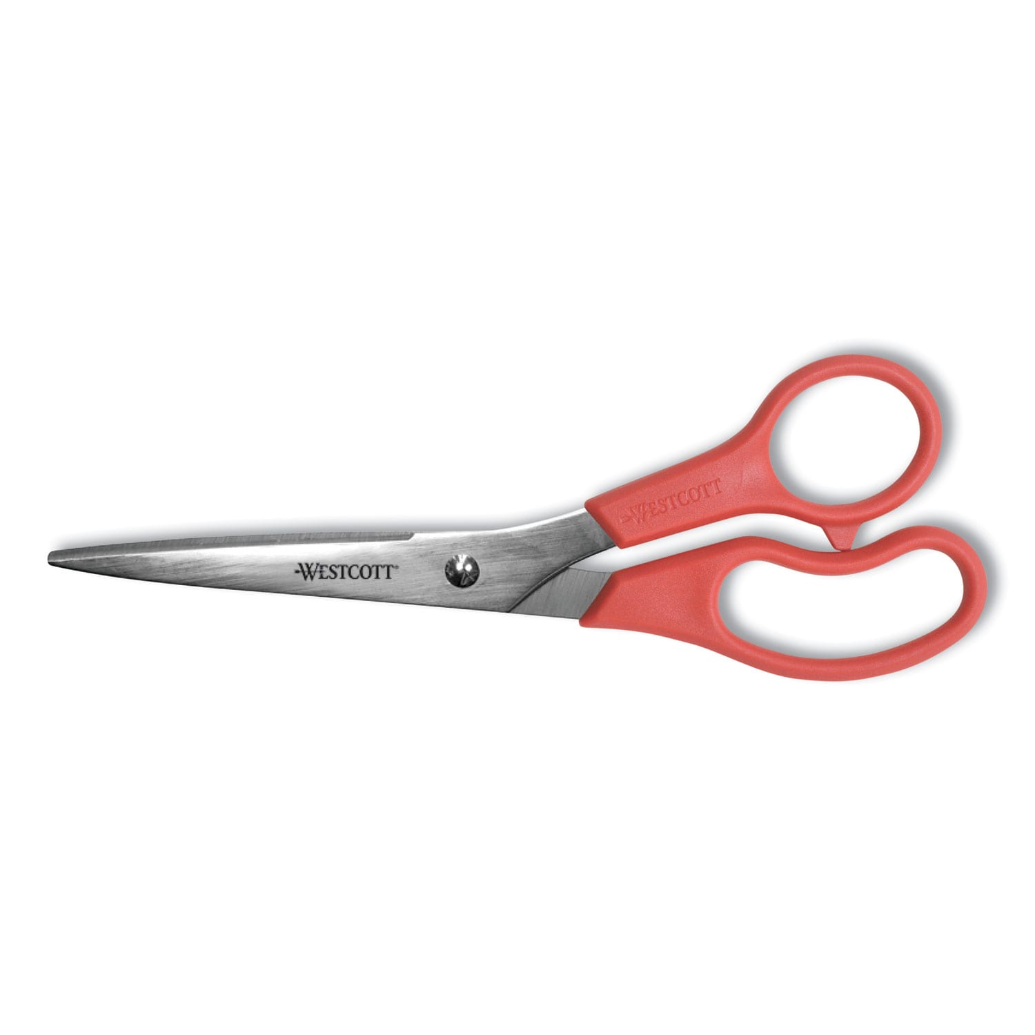 Westcott 8Inch All Purpose Straight Scissors Stainless Steel Pointed Tip Red Silver #4061-8