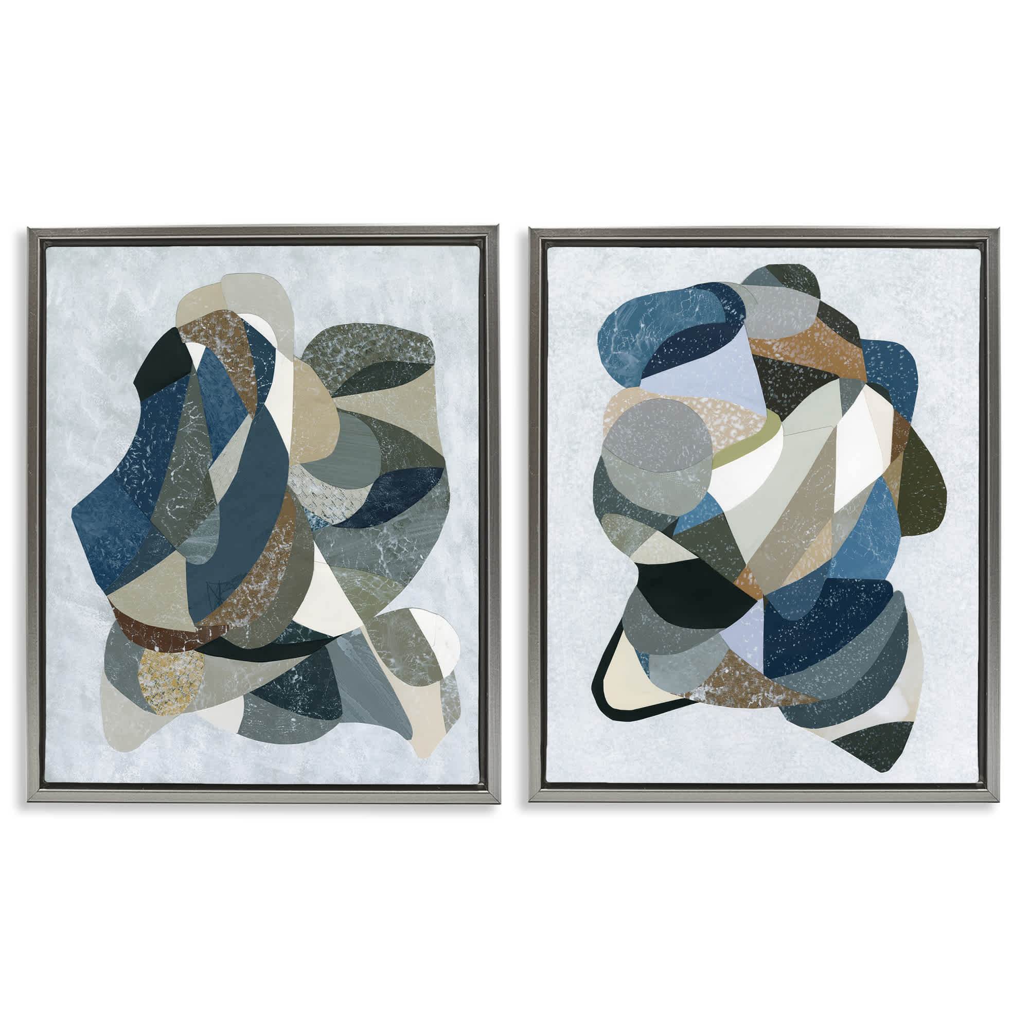 Stupell Industries B2-755-FFL-2PC-16X20 Neutral Geometric Patterns 2pc Floating Frame Set design by Coco Good
