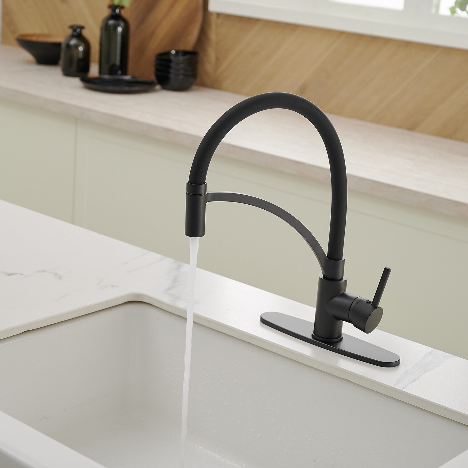 BWE A-94014 Single Kitchen Faucet Matte Black Single Handle Filtered ...