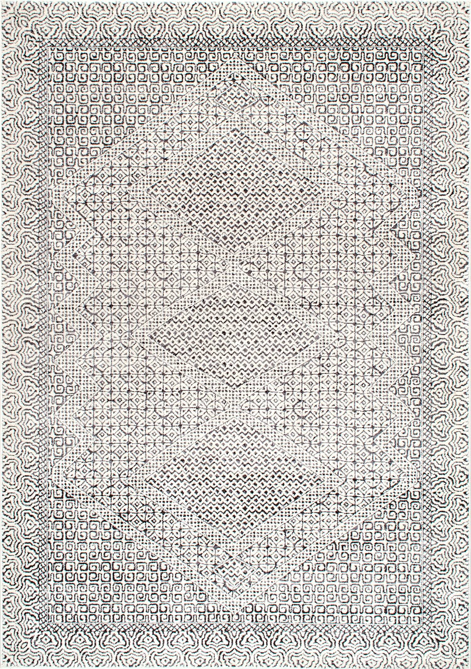 nuLOOM RZSP01A-S808 8 x 8 (ft) Loomed Polypropylene Light Gray Square Indoor Geometric Vintage Area rug