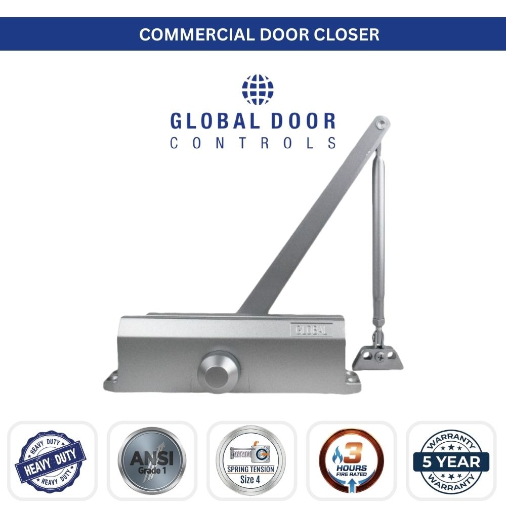 Global Door Controls Grade 1 Aluminum Commercial Door Closer #TC204-BC-AL