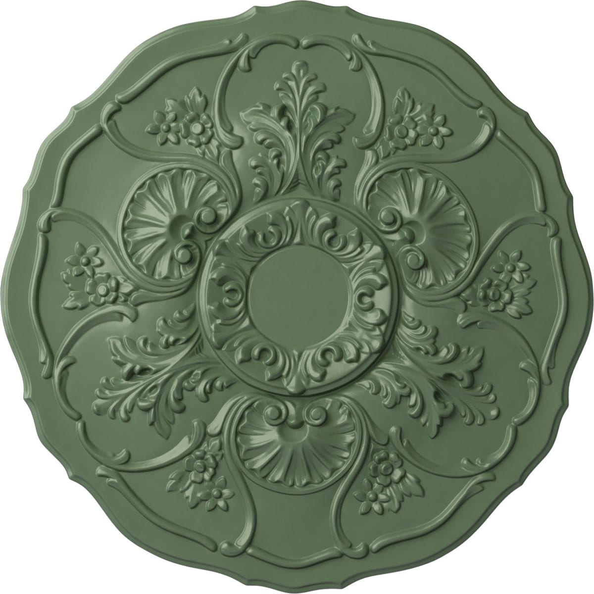 Ekena Millwork CM22CNAGF Cornelia 22.5-in W x 22.5-in L Painted Athenian Green Polyurethane Whole Ceiling Medallion