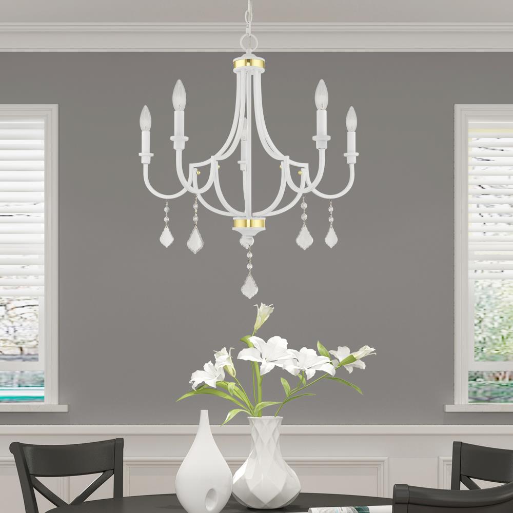 White Mini Crystal 5-Light Candelabra Chandelier