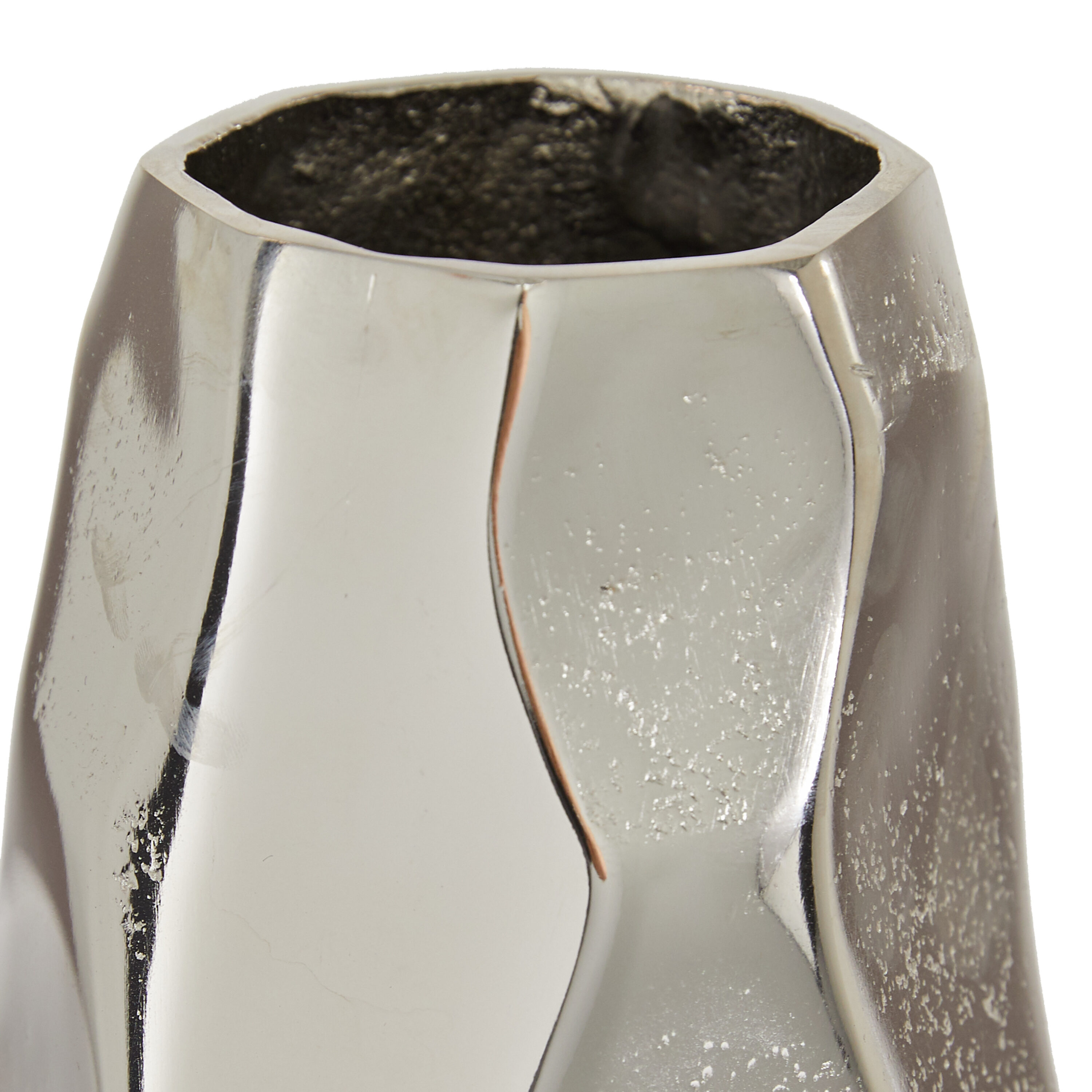 14.85" Silver Geometric Aluminum Metal Decorative Vase