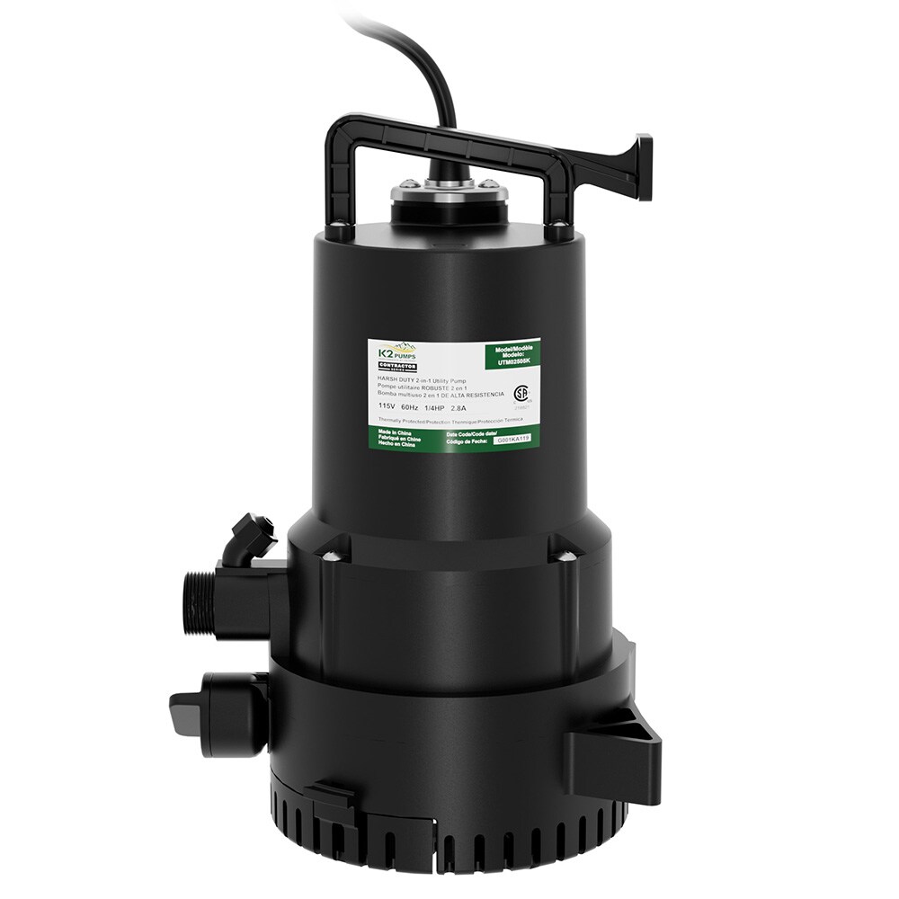 K2 Pumps 14 Hp 115 Volt 27 Gpm Thermoplastic Submersible Utility Pump In The Water Pumps 4837