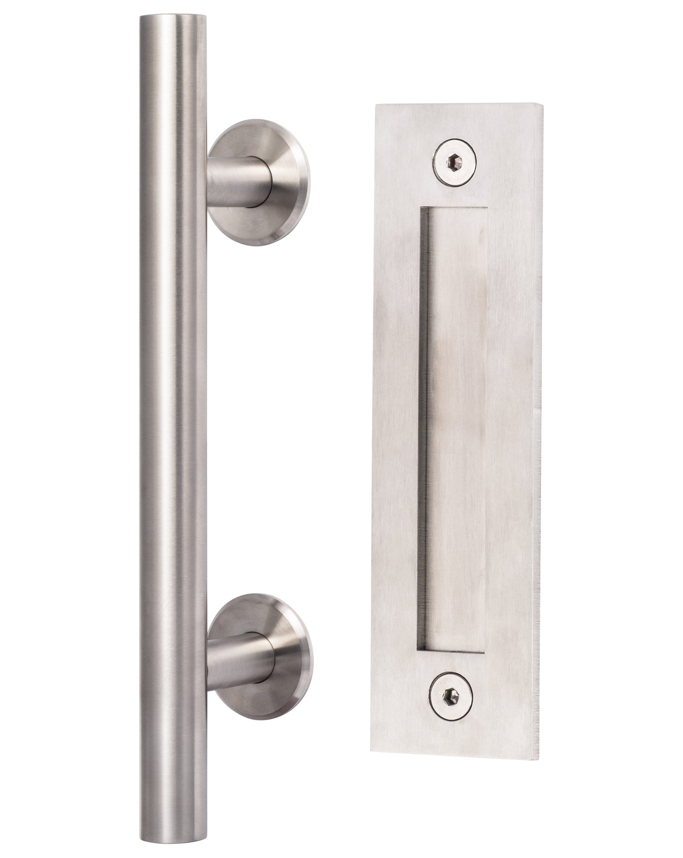 Push Pull Door Handle Barn Interior or Exterior, Contemporary Brushed  Stainles