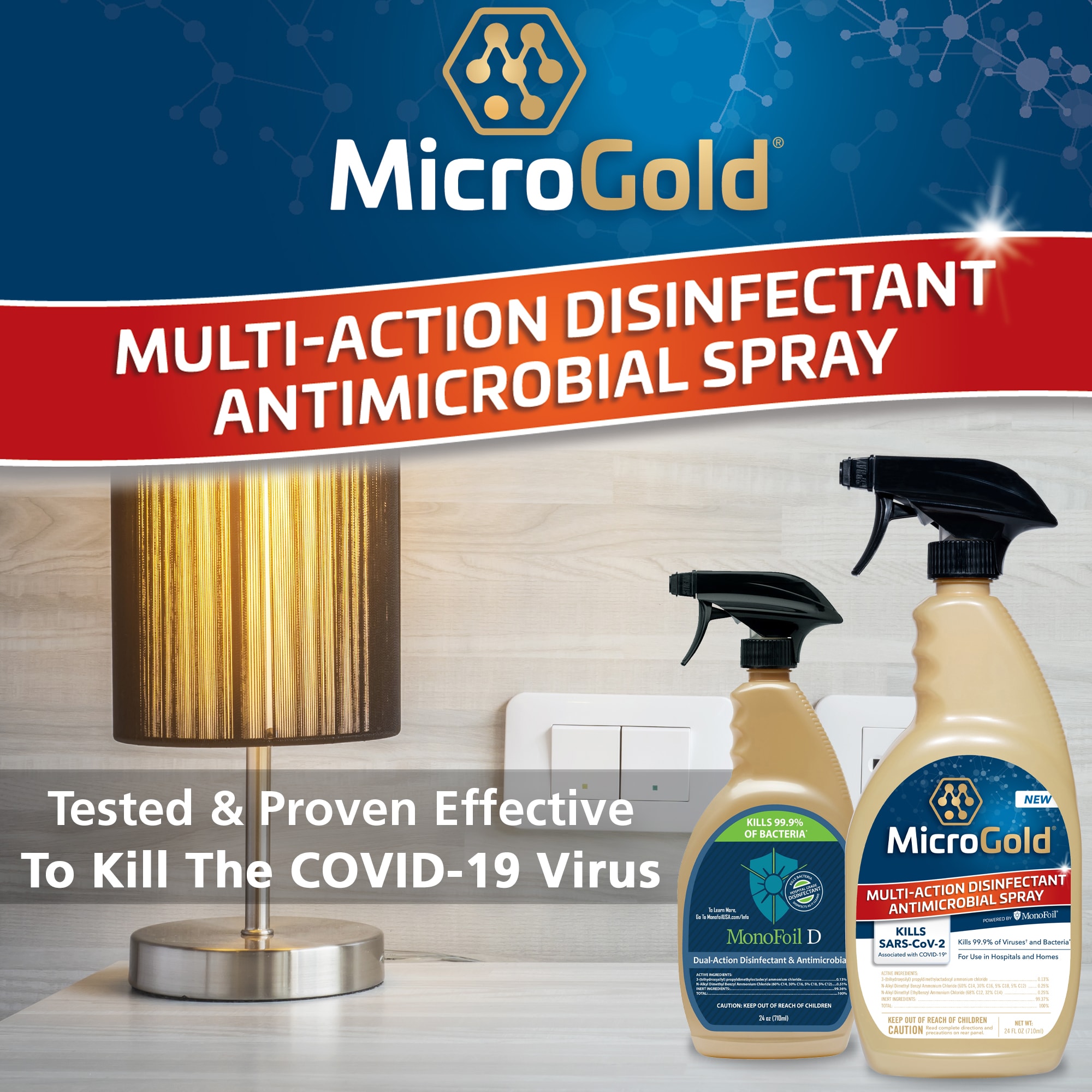 MicroGold Multi-Action Antimicrobial 24-oz Disinfectant Spray Cleaner in the All-Purpose Cleaners department at