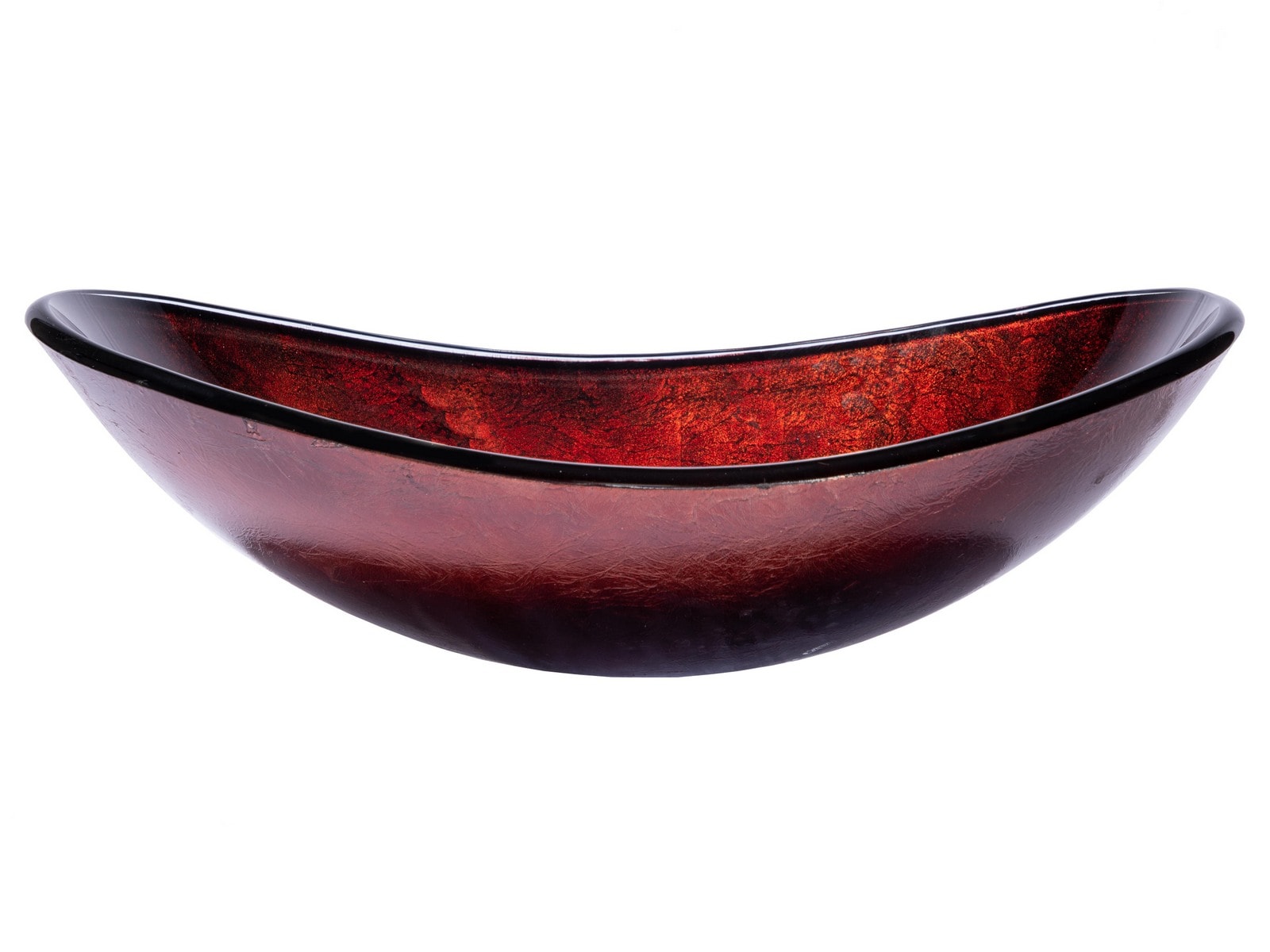Red Copper Textured Glass Oval Vessel Sink