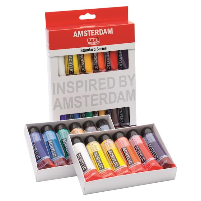 Amsterdam Acrylic Paint Set, 12-Colors, Non-Fading & Permanent, Quick  Drying, Soap and Water Clean-Up, for Wood, Low Odor, Low VOC in the Craft  Paint department at