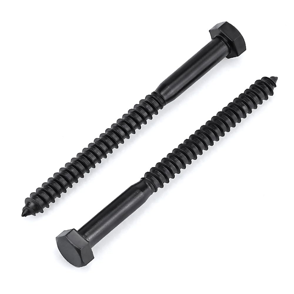 Anqtovp  5/16 by 5 inch Stainless Steel Hex Head Lag Screws Black Coated 304 Stainless Steel Partial Thread 8 Pieces durable