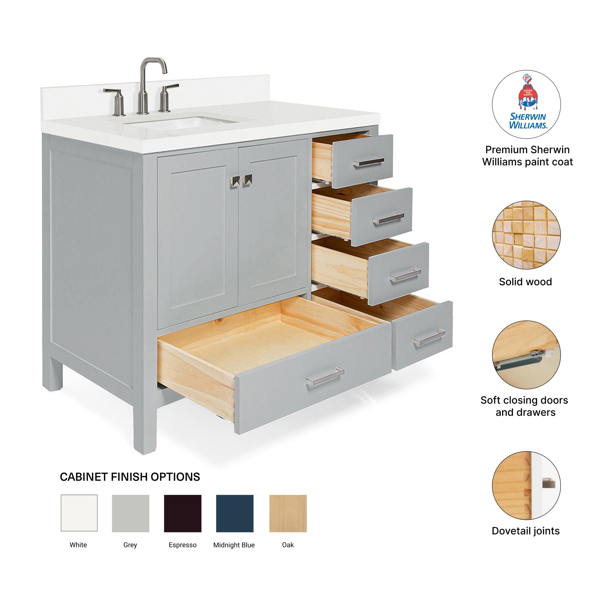 ARIEL A043SLWQRVOGRY Bath-Vanity-Combo - View #4