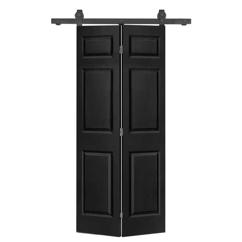 CALHOME 36-in x 80-in Black Mdf Single Barn Door (Hardware Included) in ...