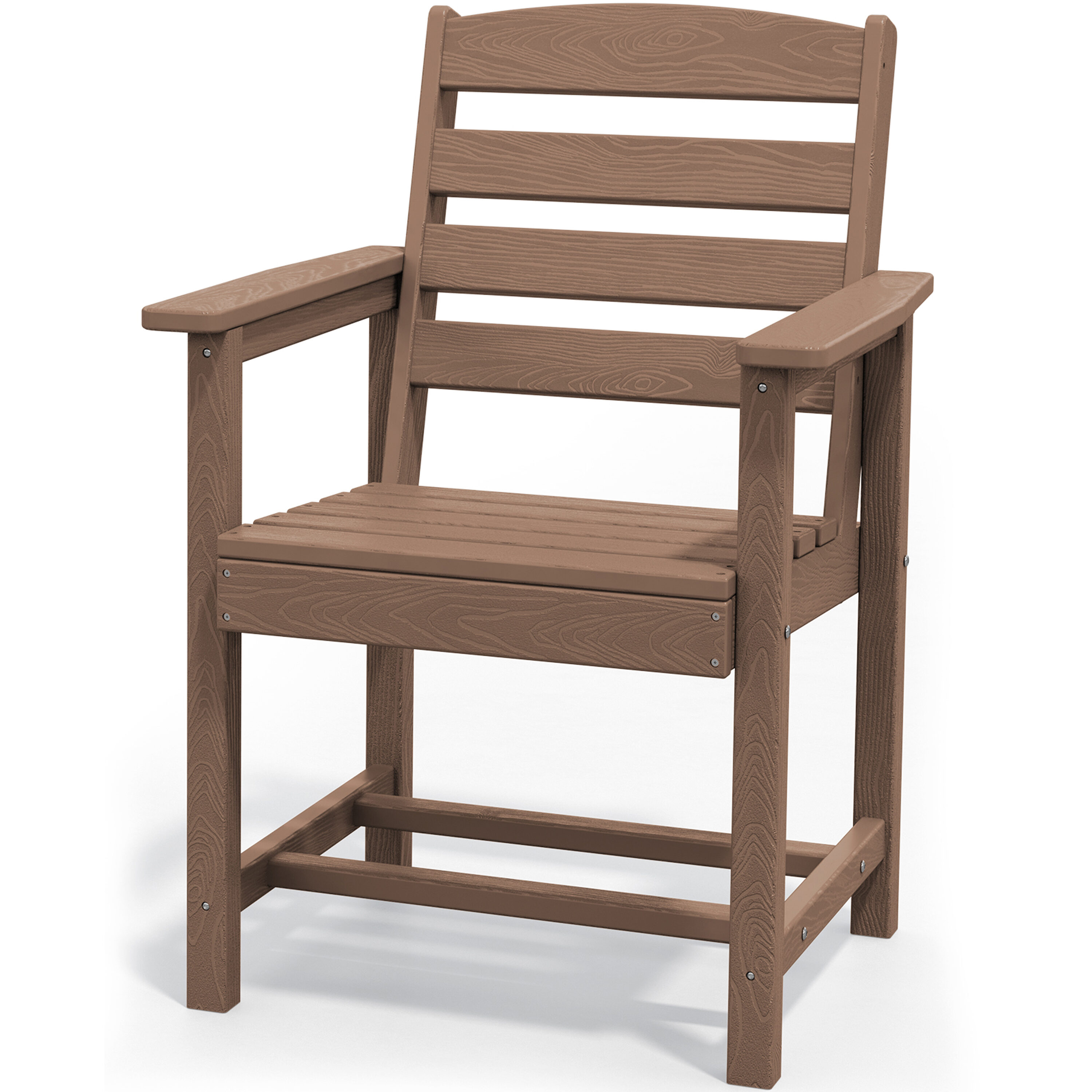 JEAREY JYCY-BROWN HDPE Stationary Dining Chairs Brown HDPE Frame Stationary Dining Chair with Slat Seat