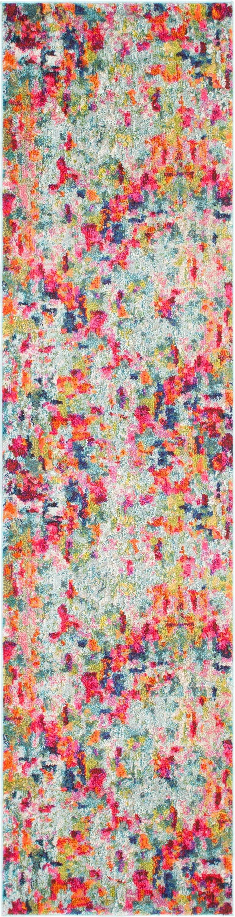 Unique Loom 3142222 Champagne Chromatic 3 x 10 (ft) Loomed Polypropylene Multi/Blue Rectangular Indoor Abstract Bohemian/Eclectic Runner rug