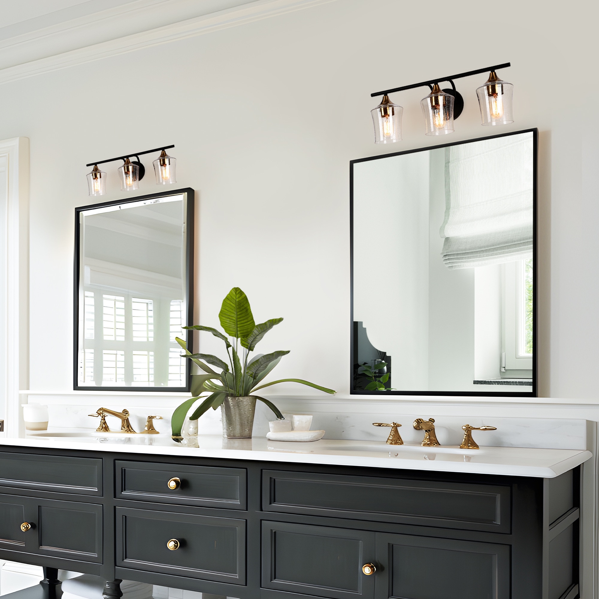 ZEVNI Arythm 20.5-in 3-Light Polished Black LED Transitional Vanity ...