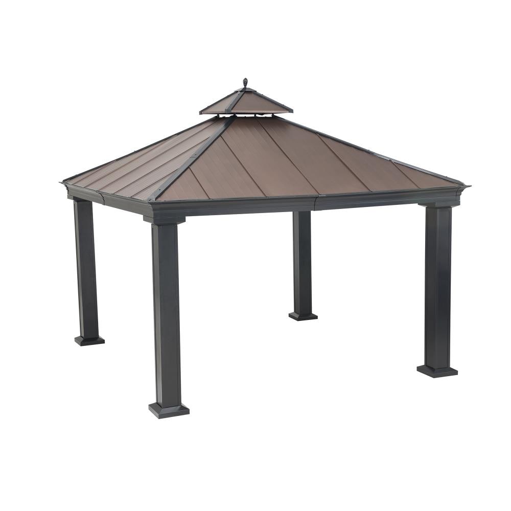 Sunjoy Copper Metal Square Gazebo with Steel Roof (Exterior: 11.7-ft x ...