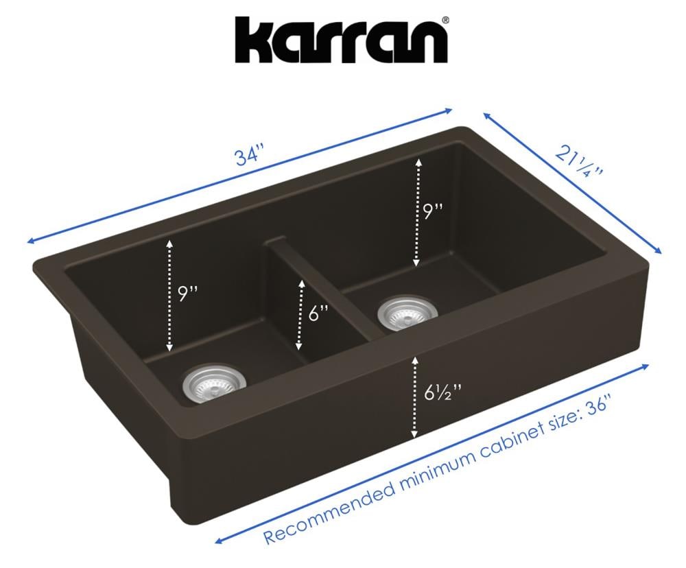 Brown Quartz Composite Farmhouse Double Bowl Kitchen Sink