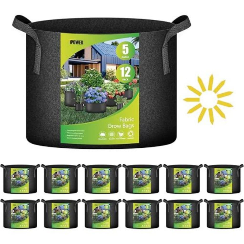 AHIOU HOME 12 -Pack Round 12.2-in W x 12.2-in L Black Fabric Indoor/Outdoor Grow bag