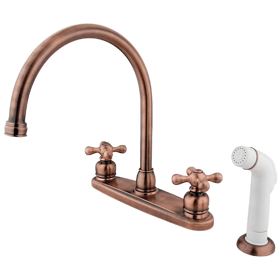 Elements of Design Victorian Antique Copper 2-Handle Deck-Mount High-Arc Handle Kitchen Faucet (Deck Plate Included) Elements of Design Victorian Antique Copper 2-Handle Deck-Mount High-Arc Handle Kitchen Faucet (Deck Plate Included)