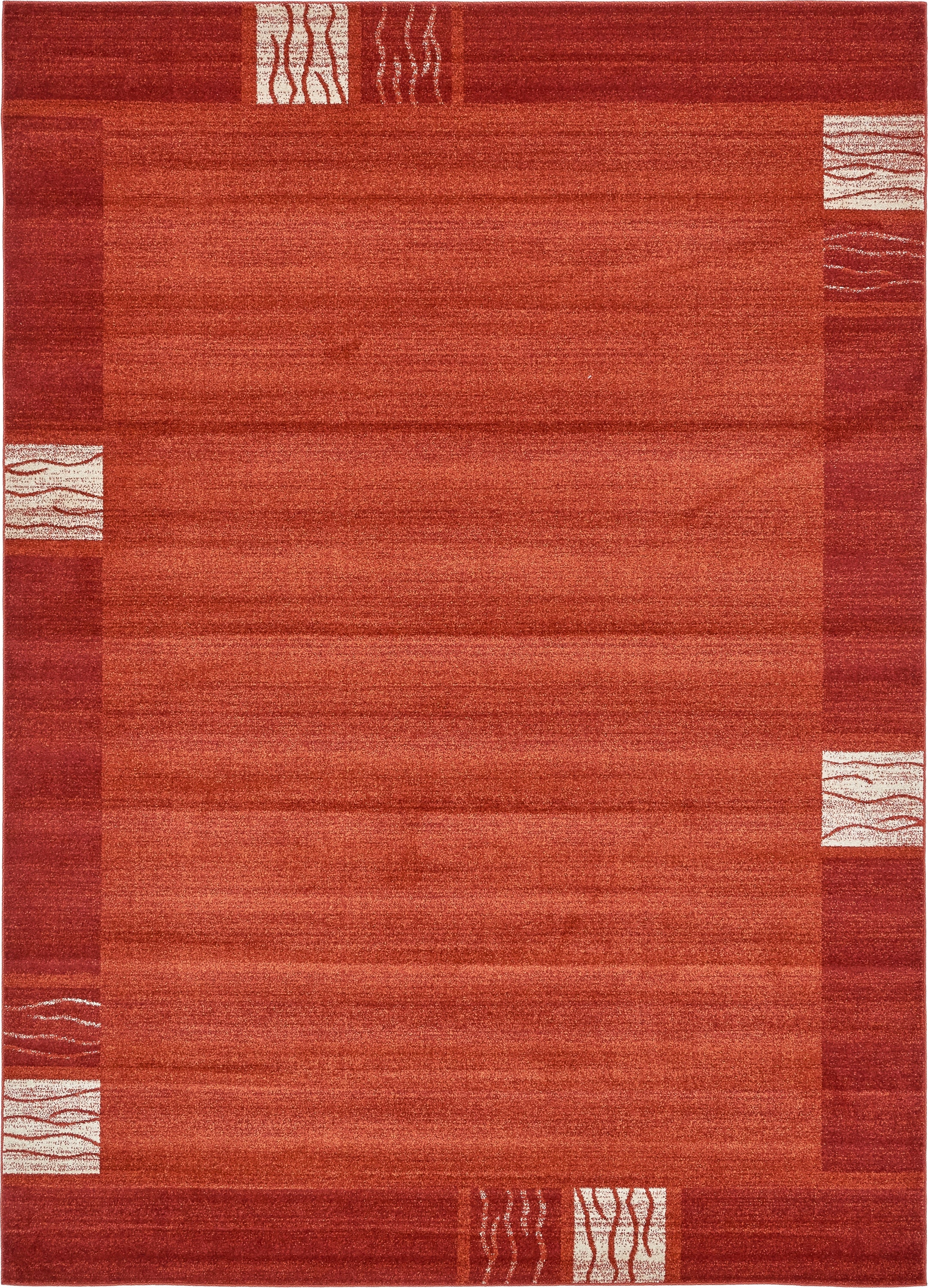 Unique Loom 3133758 Sarah Del Mar 8 x 11 (ft) Loomed Polypropylene Rust Red/Terracotta Rectangular Indoor Geometric Industrial Area rug