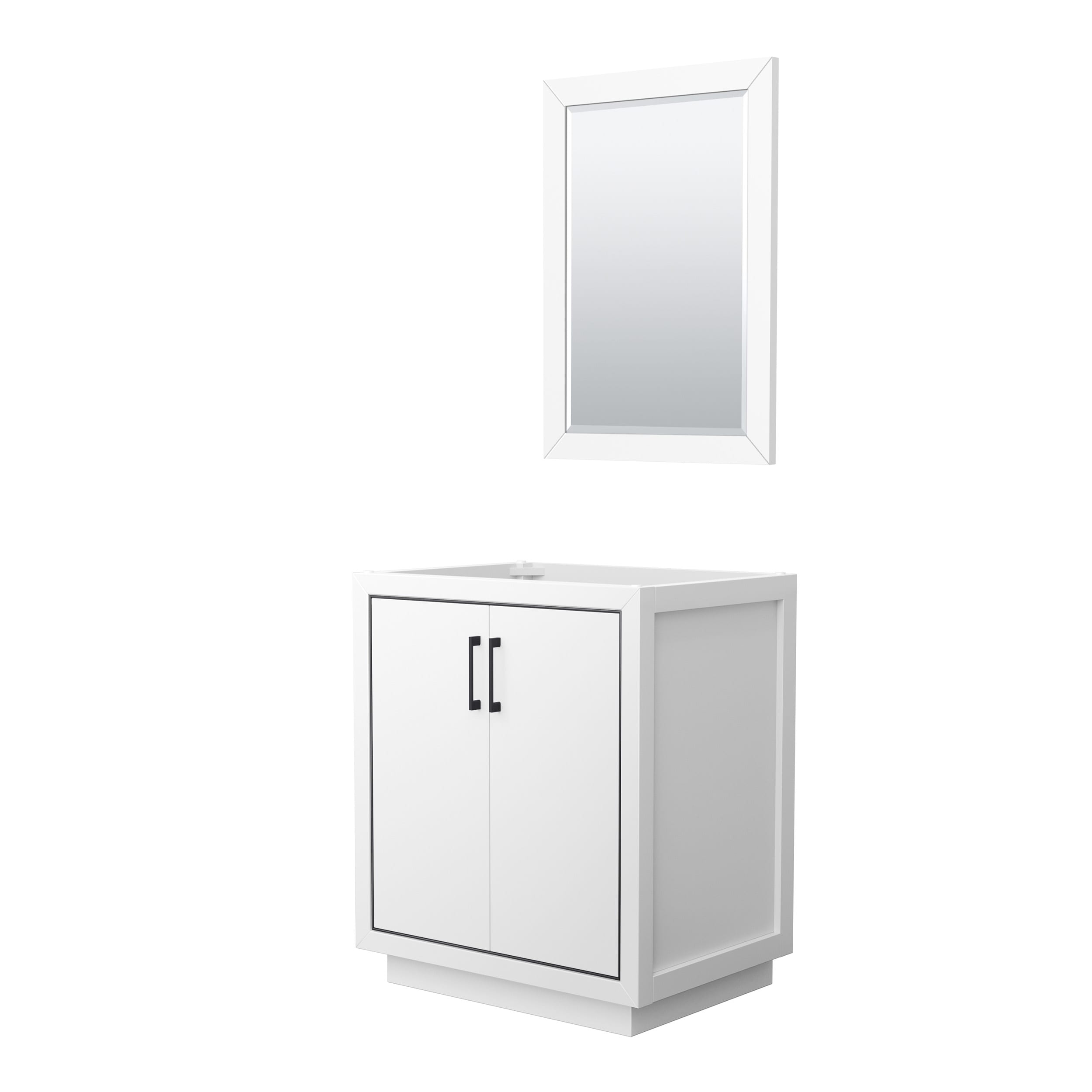Wyndham Collection WCF111130SWBCXSXXM24 Icon 30-in White with Matte Black Trim Bathroom Vanity Base Cabinet without Top (Mirror Included)