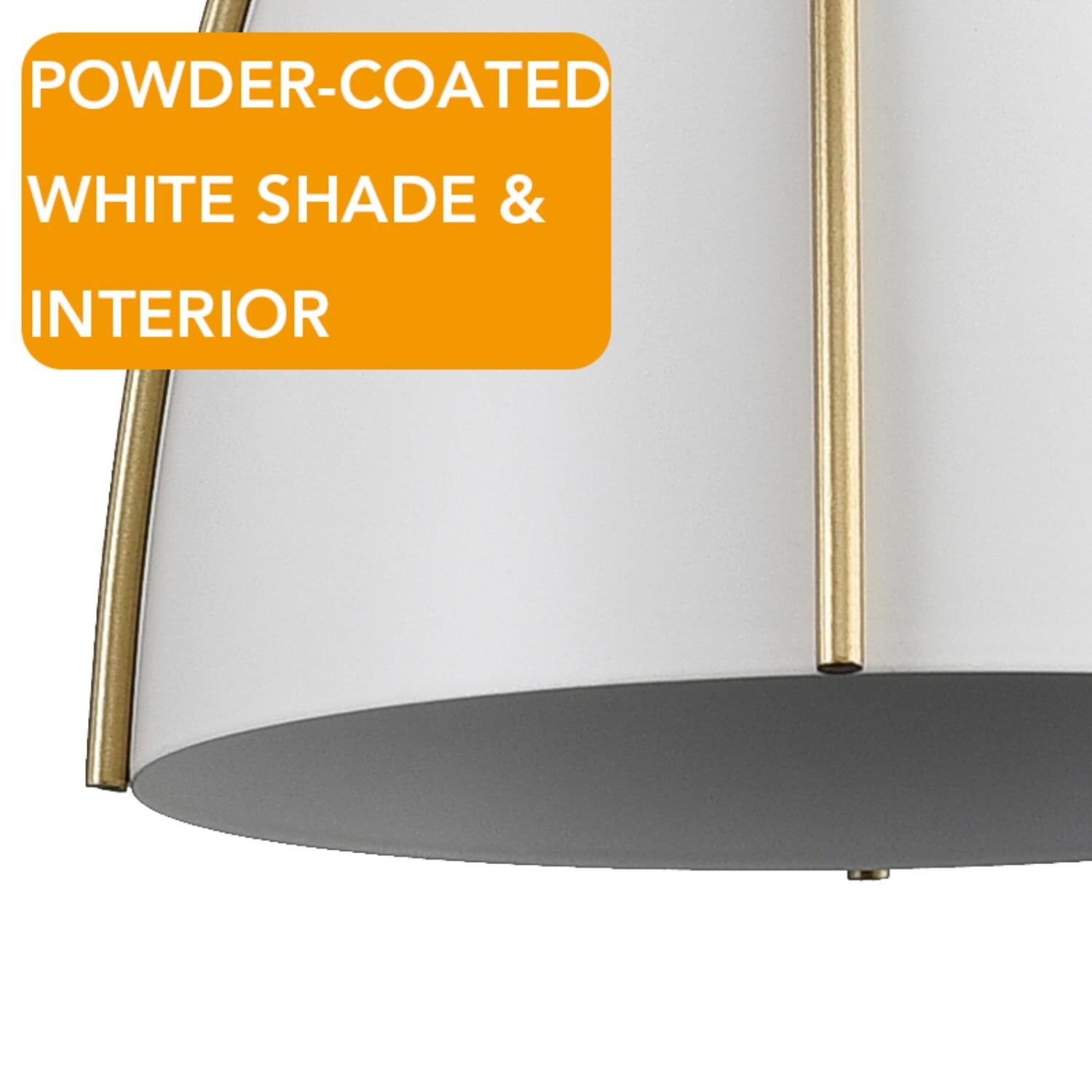 Brushed Brass 29" Vanity Light with White Metal Dome Shades