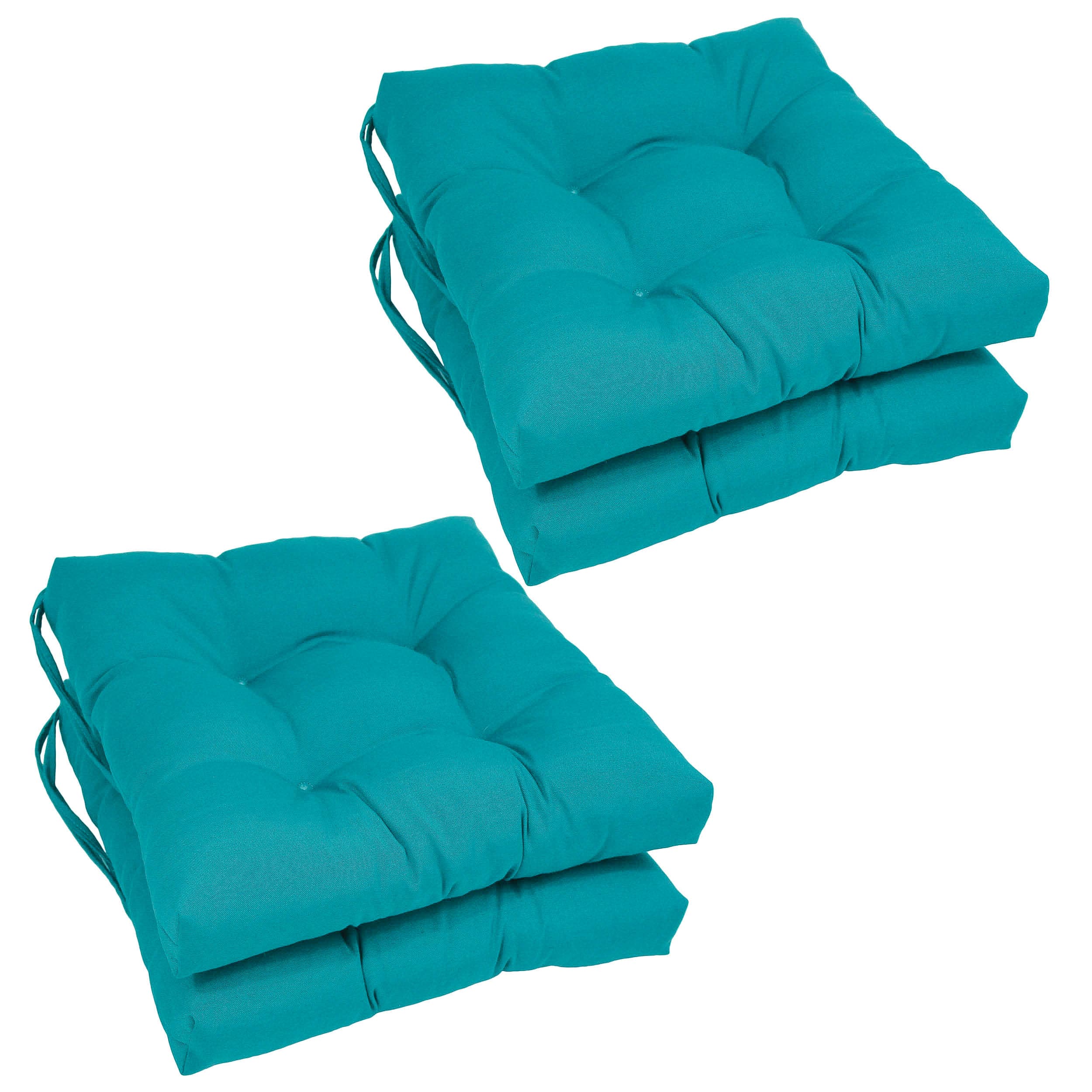 Blazing Needles 916X16SQ-T-4CH-TW-AB Aqua Blue Solid Chair Cushion