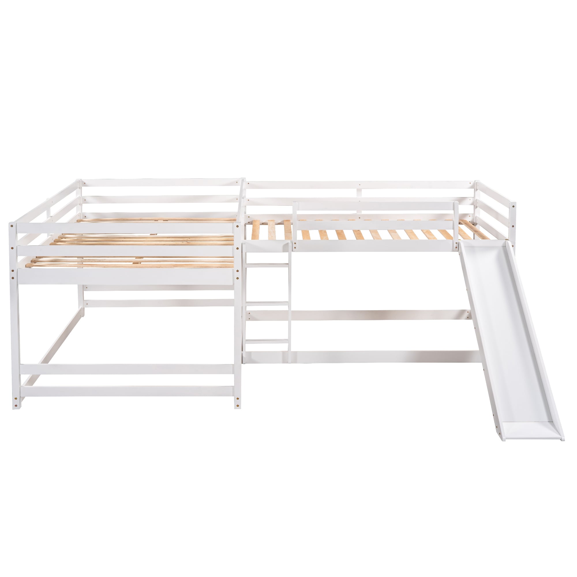 Qualler BEW0404K White L-bunk Bunk Bed