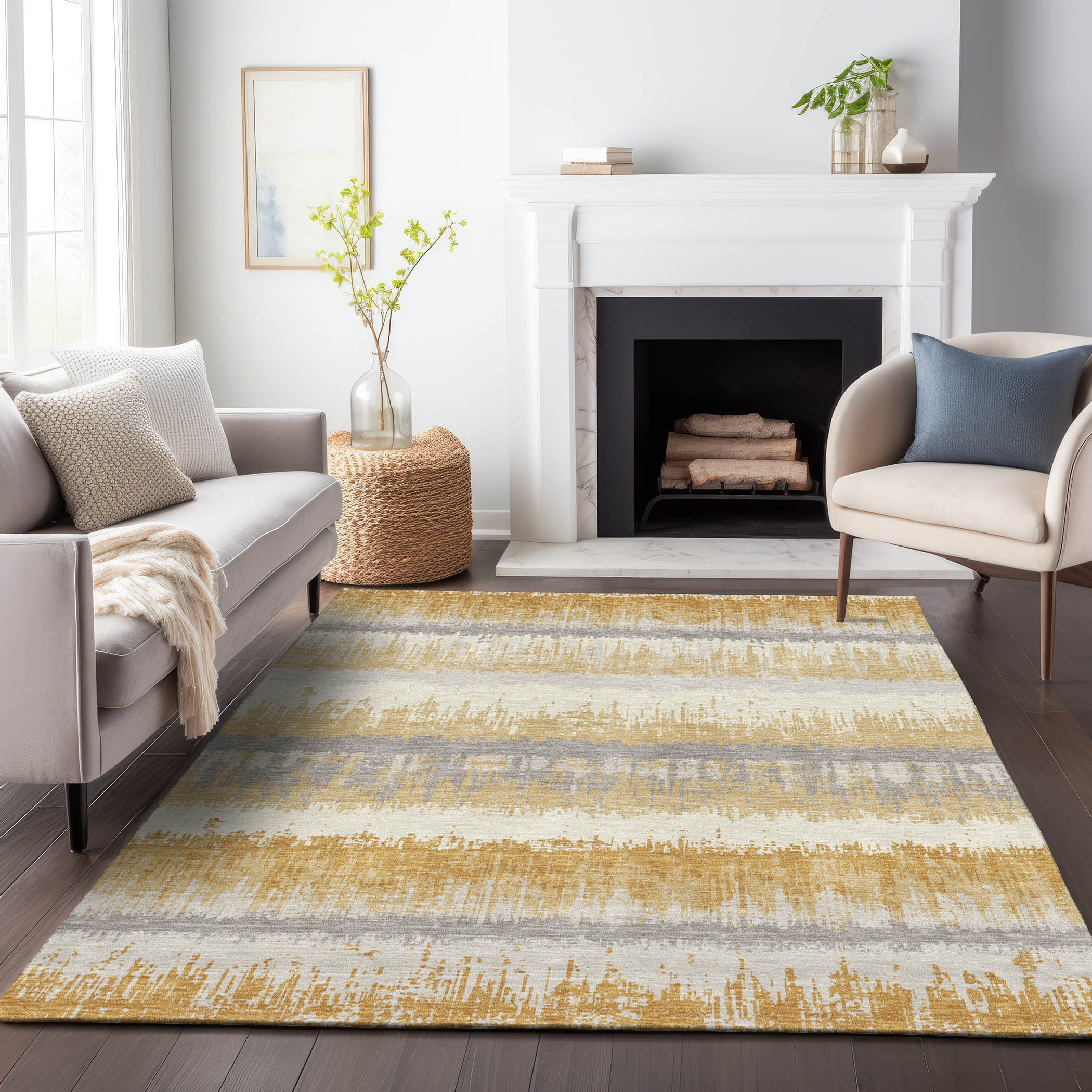 Addison Rugs ACN1013GO30X46 Chantille ACN1013GO 2 x 3 (ft) Polyester Gold Rectangular Indoor/Outdoor Geometric Machine washable Area rug