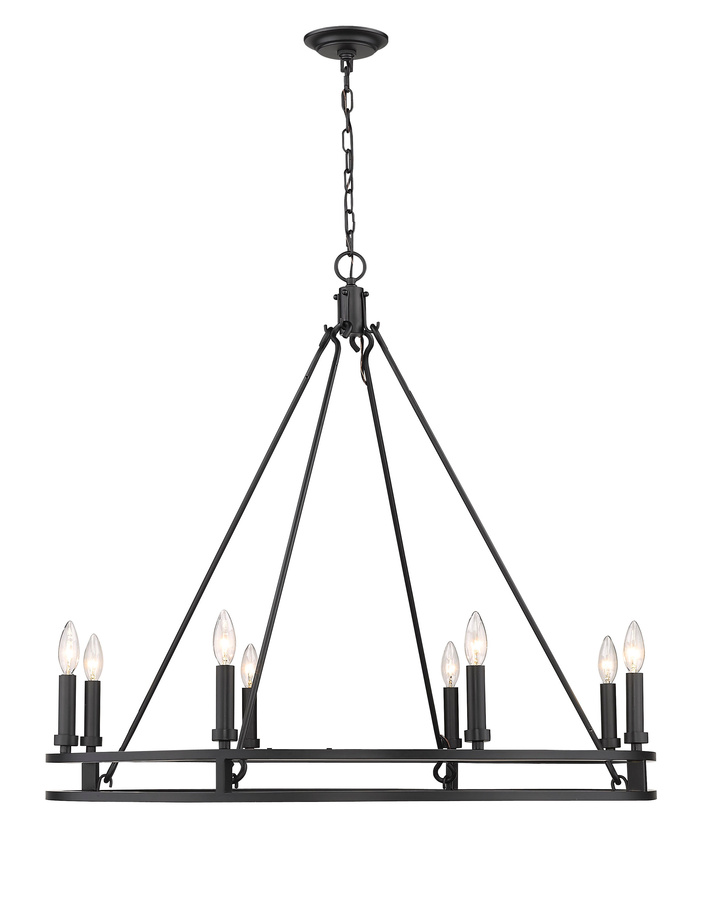 Dennison Circular Matte Black 8-Light Geometric Candle Chandelier