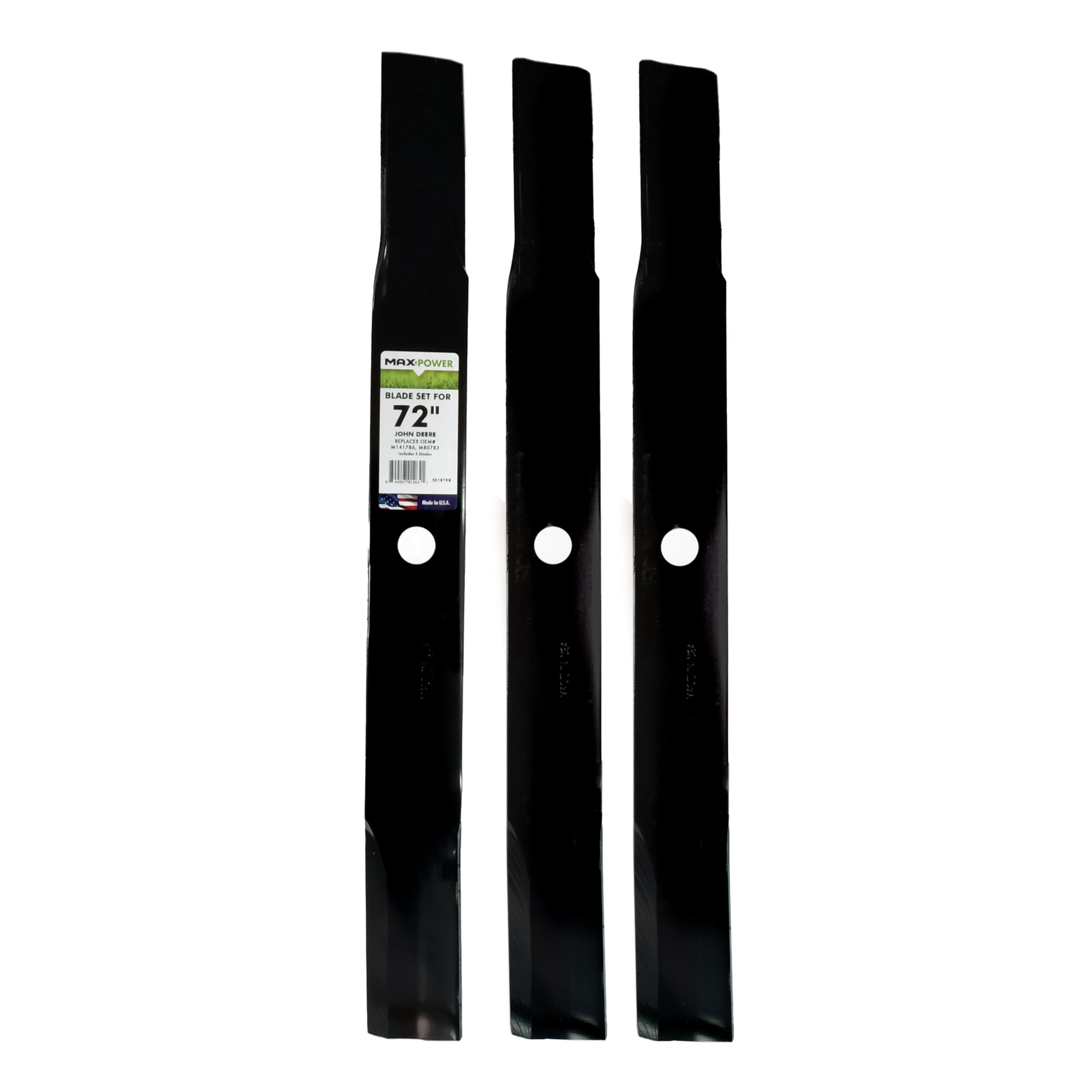 MaxPower 561819B 72-in Deck Standard Mower Blade for Riding Lawn 3 -Pack