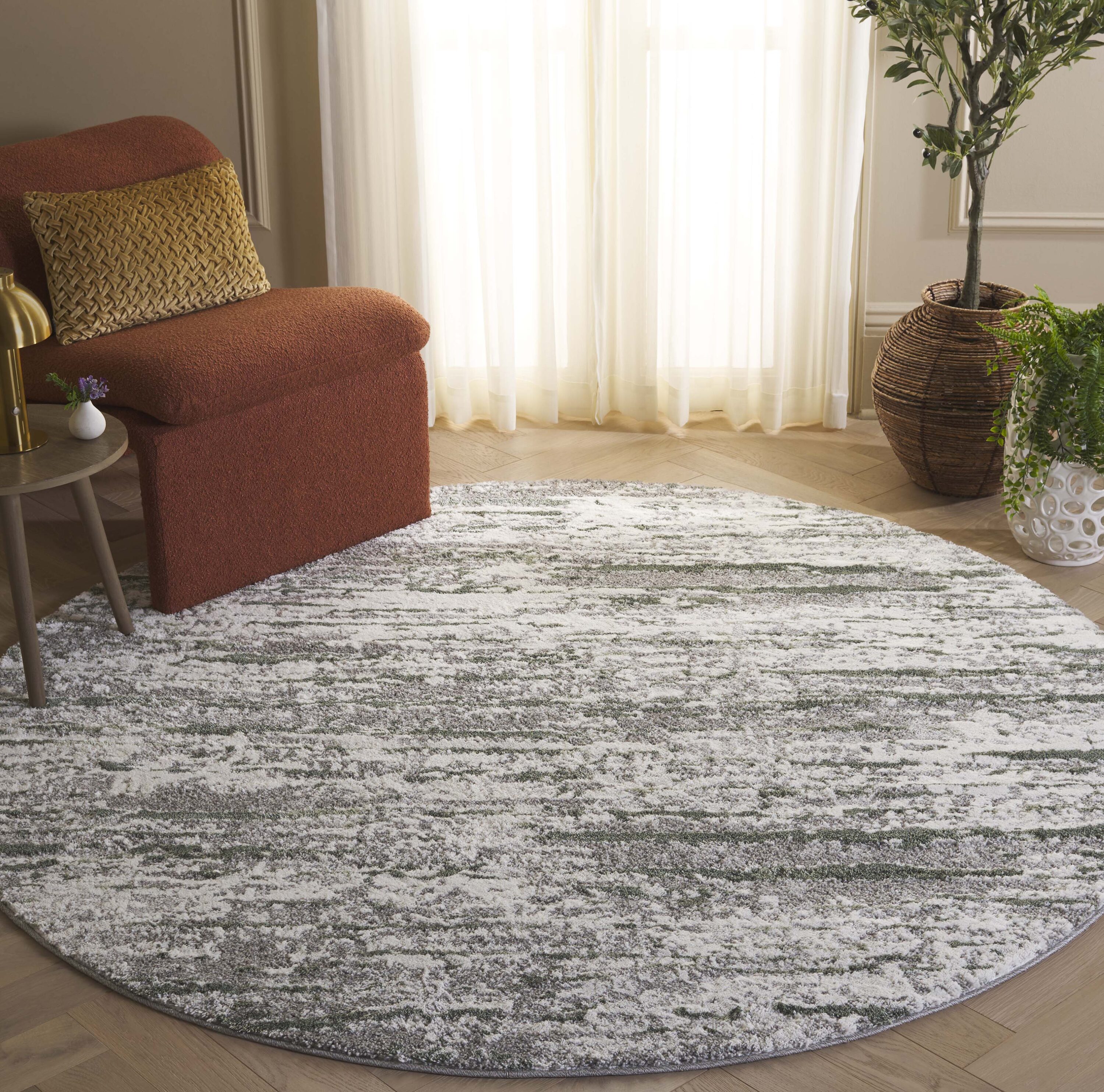 Safavieh Century 350Y Grey/Dark Green 7 x 7 Round Area rug in the Rugs ...