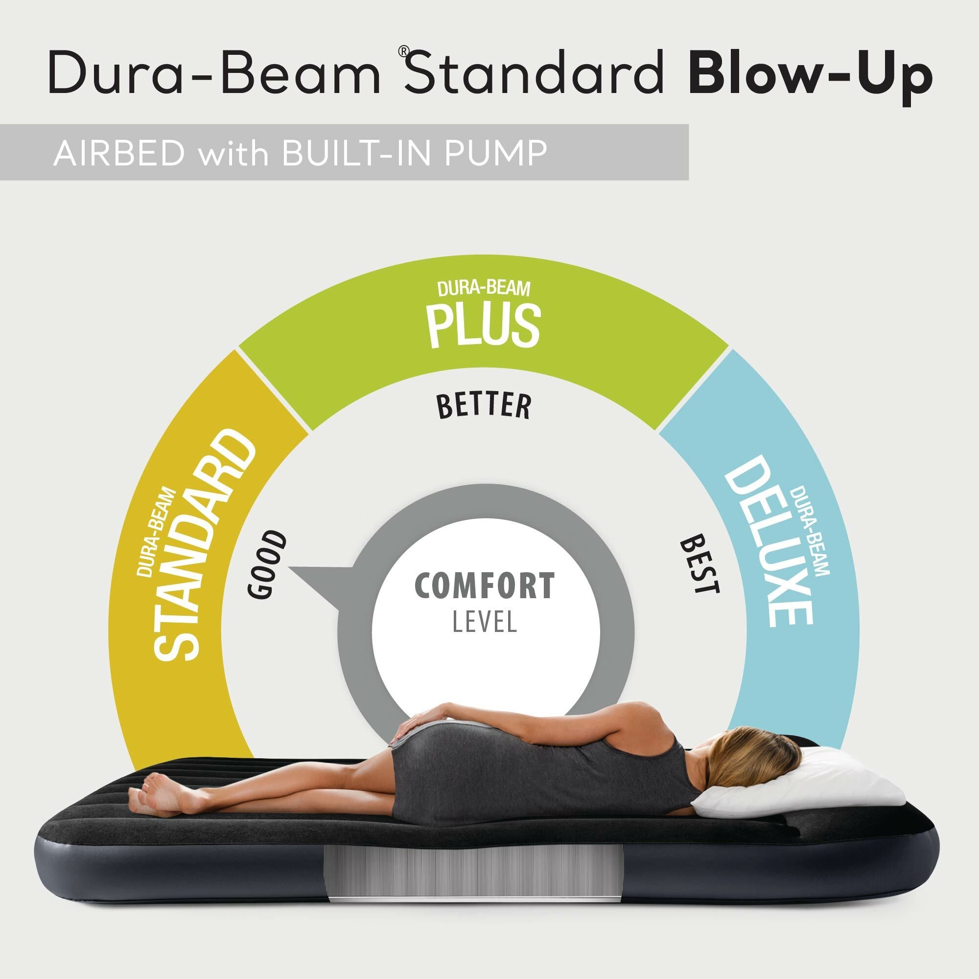 Intex Twin Blue Raised Air Mattress with Built-In Pump