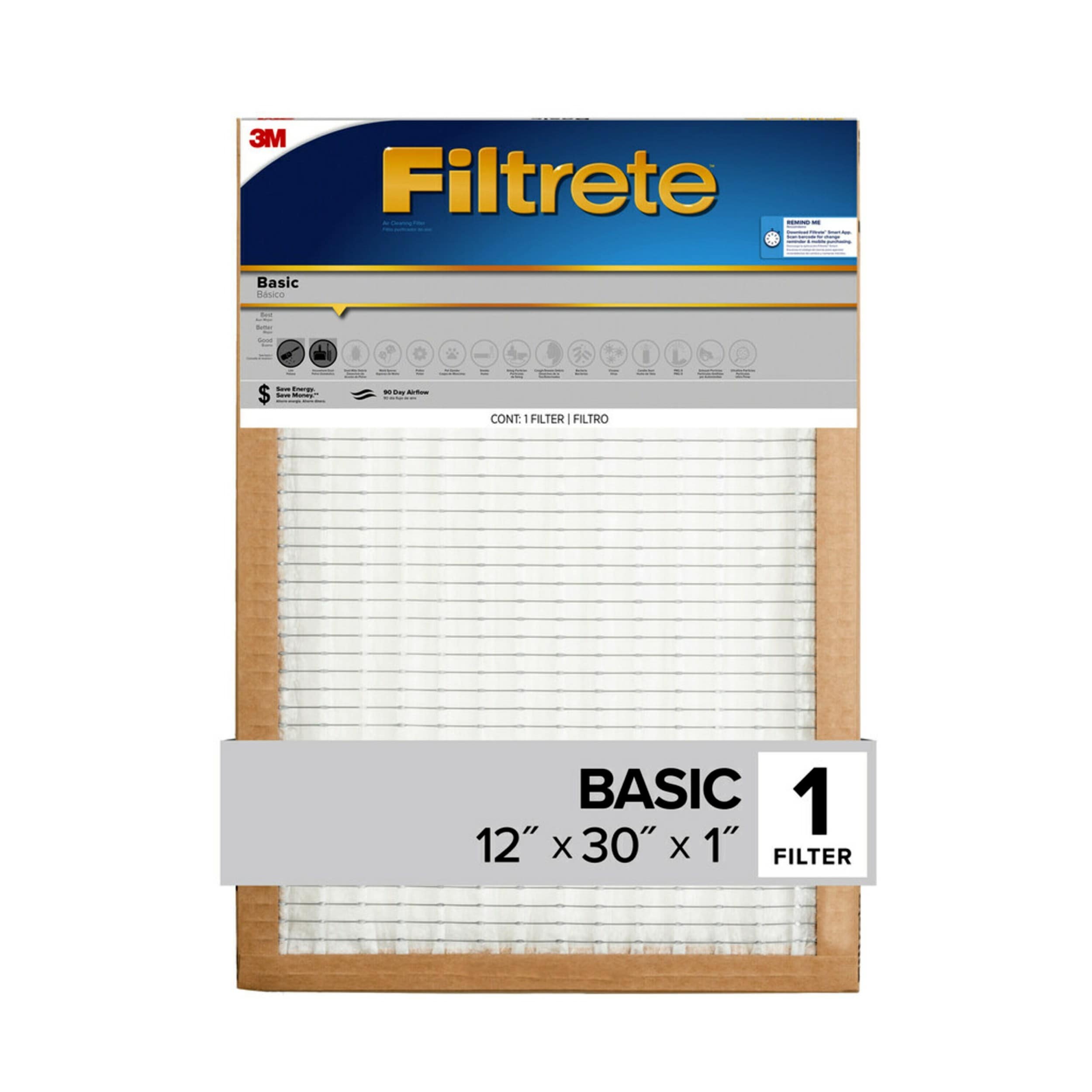 Filtrete FBL42DC-12 12-in W x 30-in L x 1-in MERV 5 Basic Pleated Air Filter