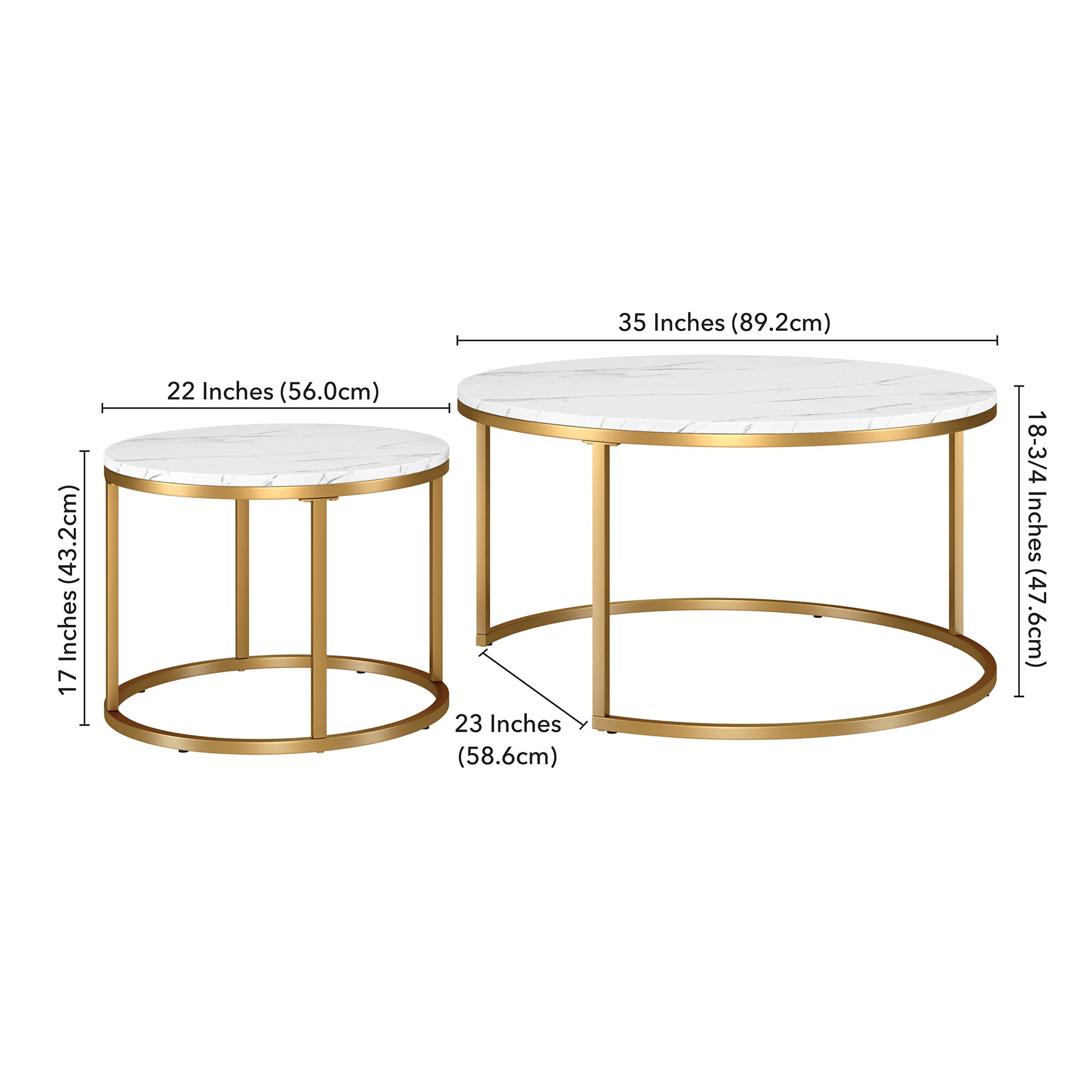Hailey Home Watson Gold/Faux Marble Faux Marble Modern Coffee Table in ...