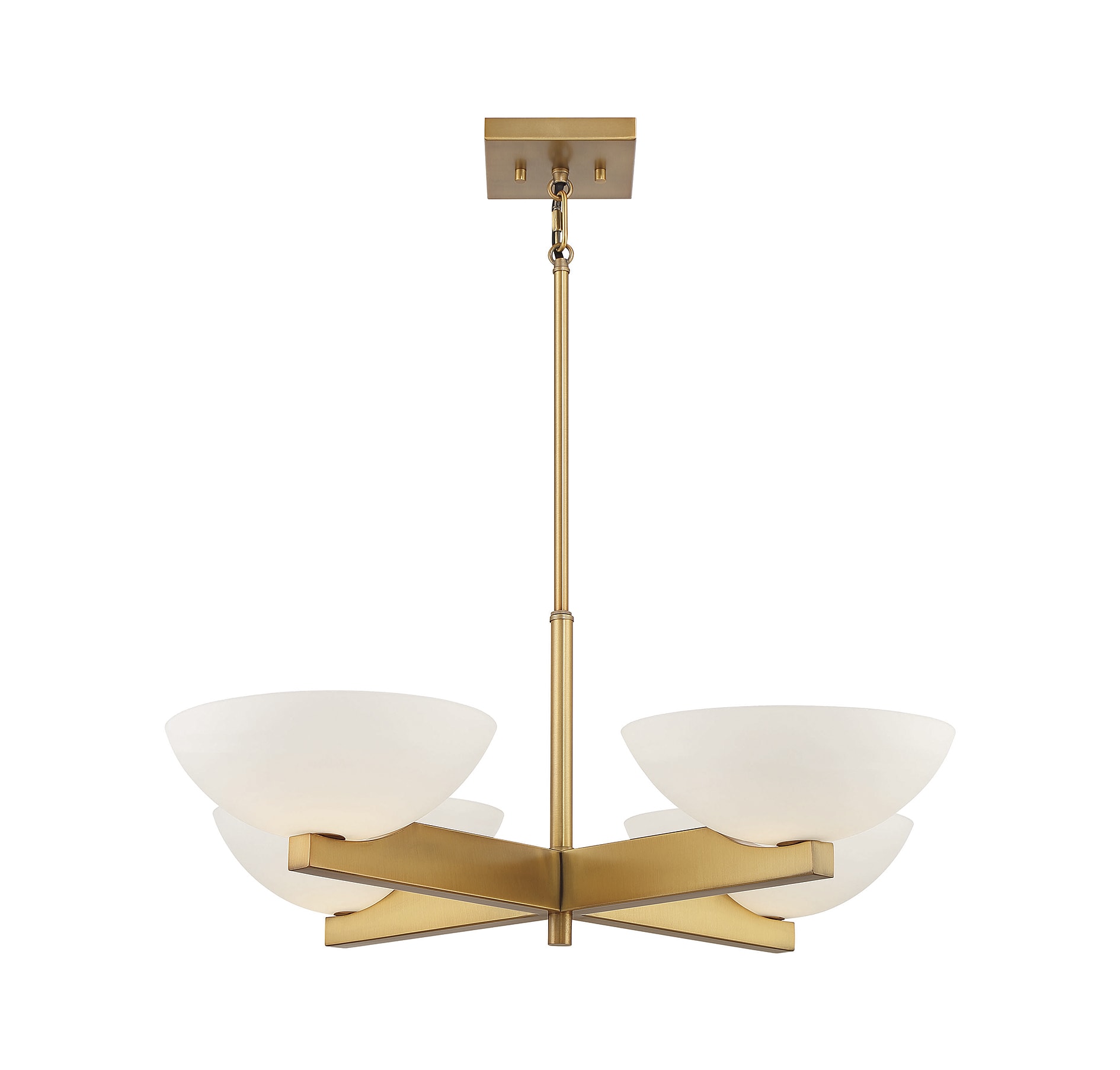 Mid-Century Modern Art Deco Inspired Warm Brass Chandelier